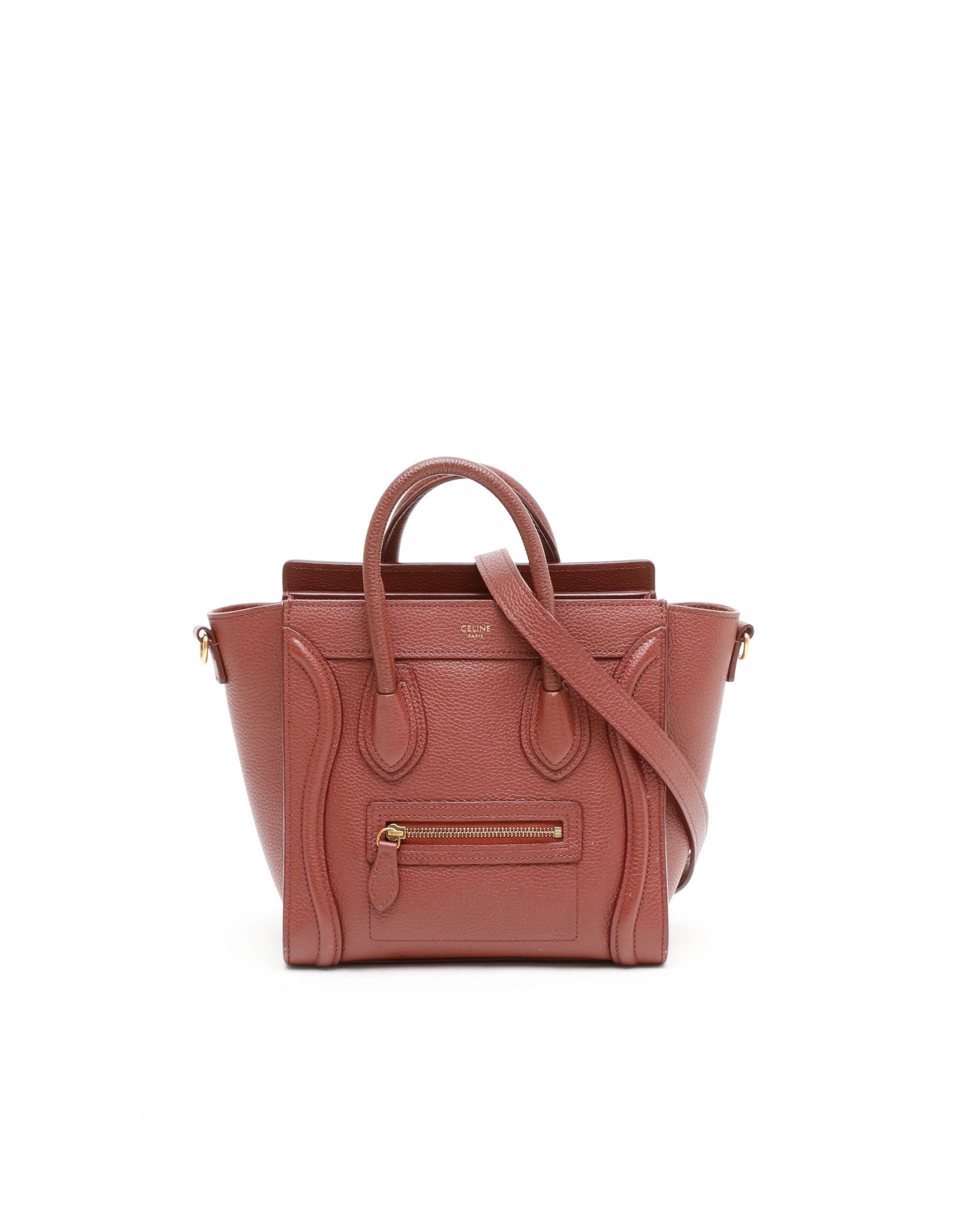 Celine Céline Luggage Nano Bag In Burgundy