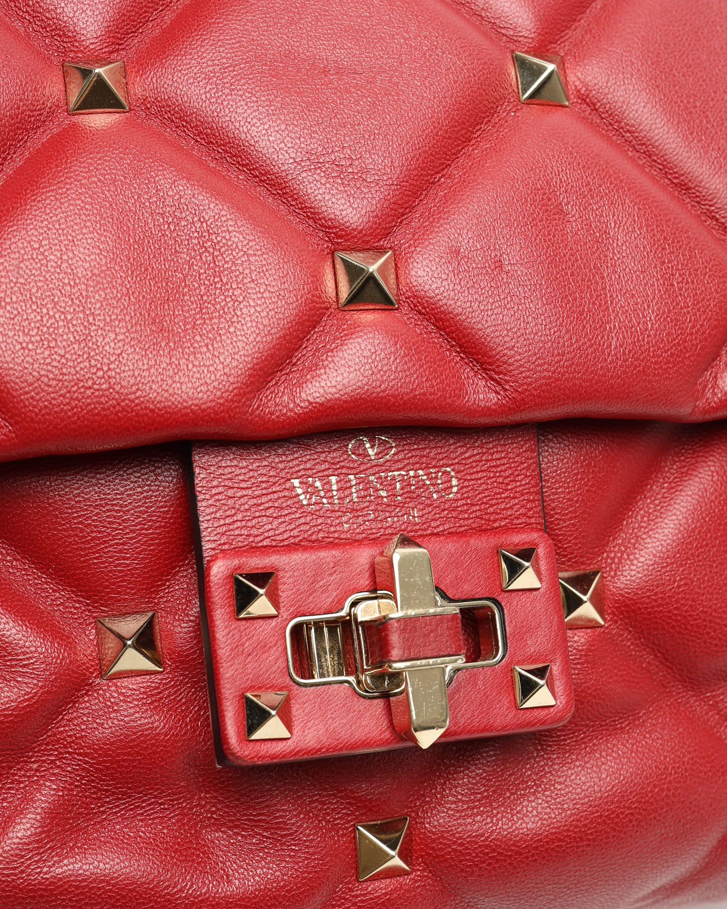 Valentino Medium Candystud Spike Bag In Red