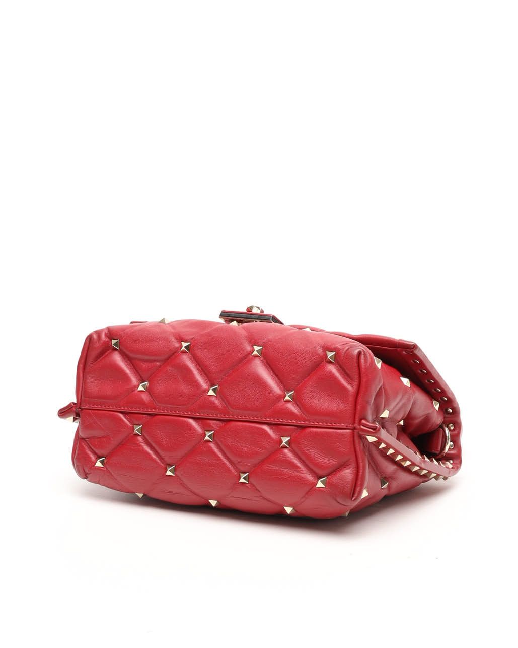 Valentino Medium Candystud Spike Bag In Red