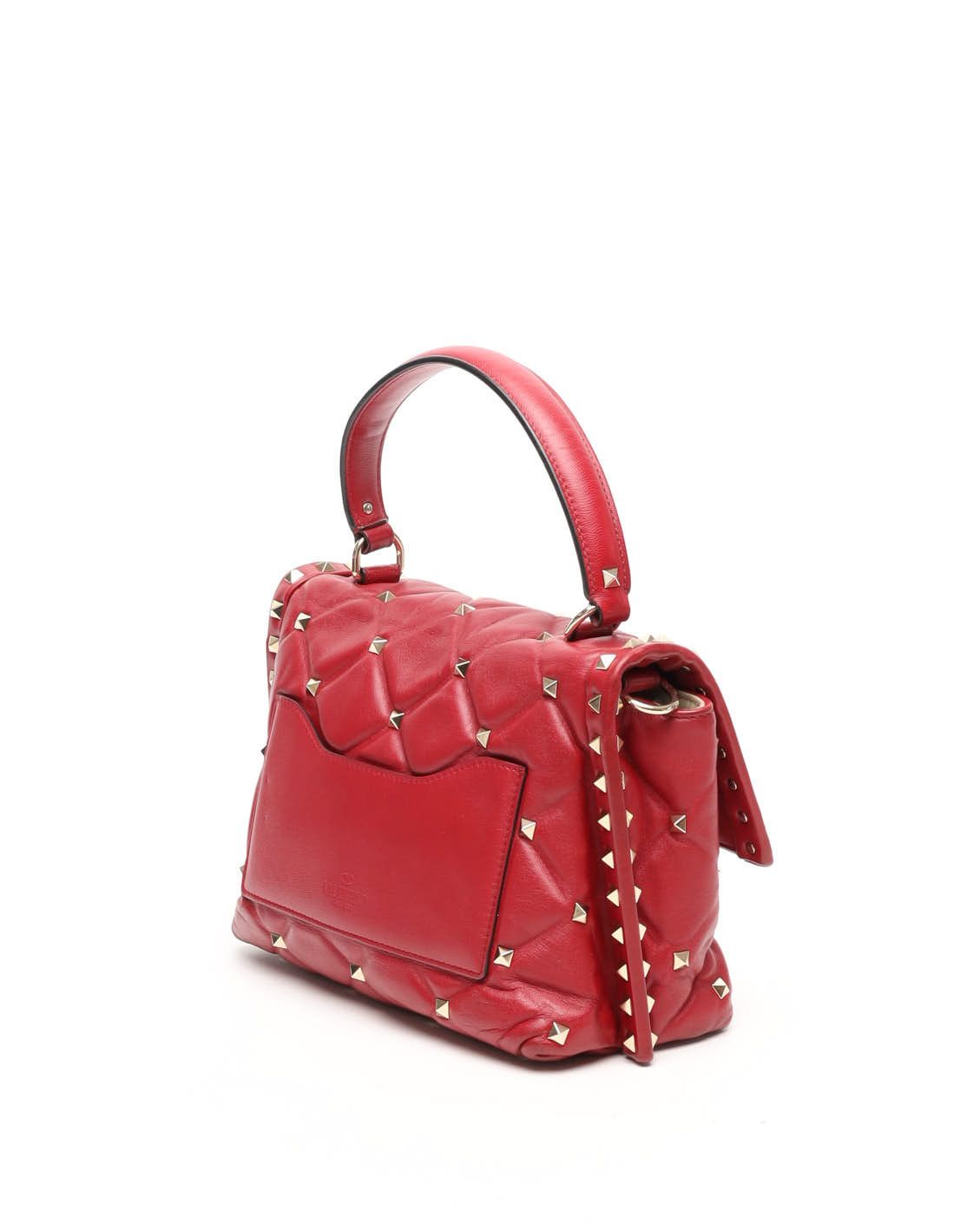 Valentino Medium Candystud Spike Bag In Red