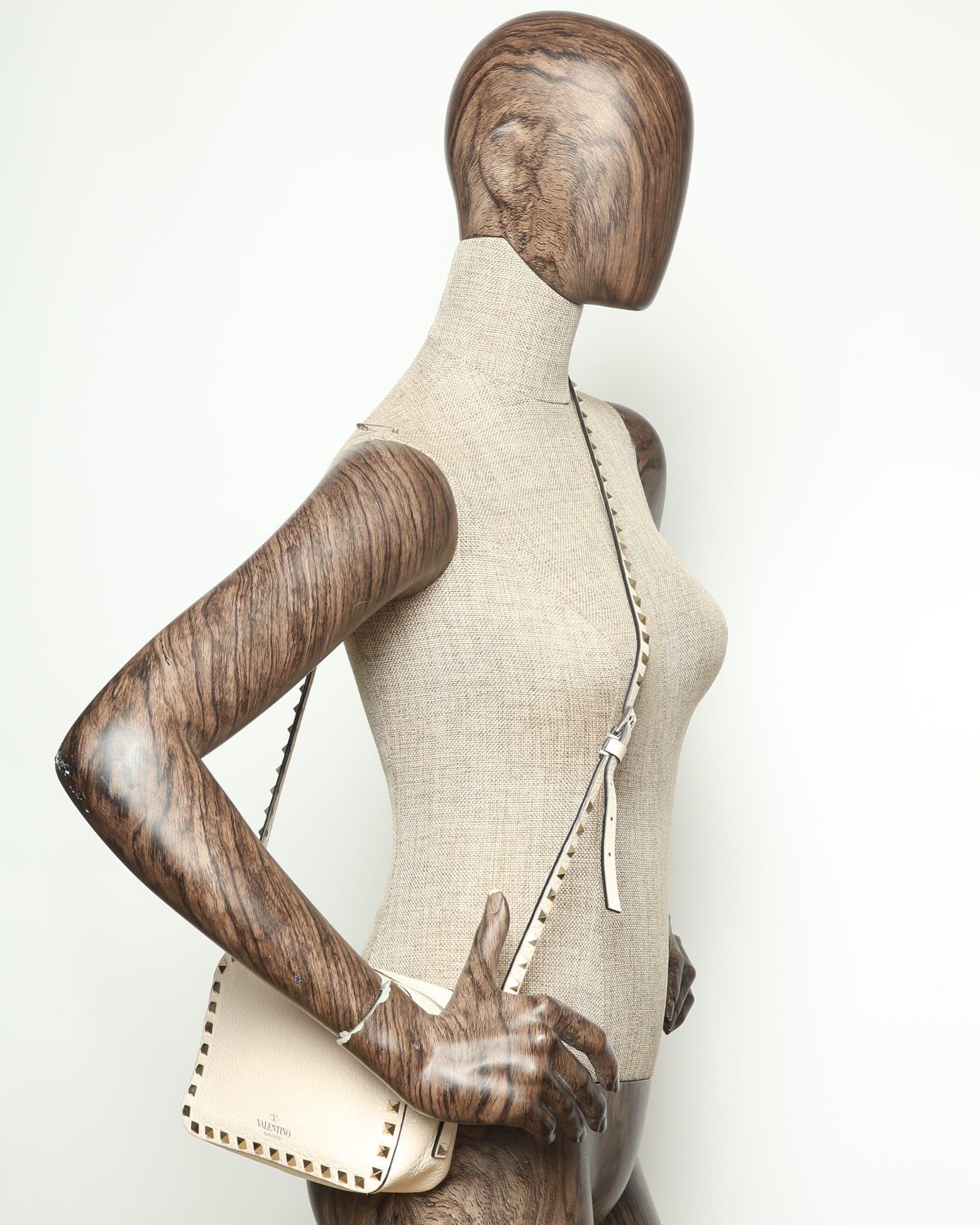 Valentino Rockstud Spike Mini Crossbody Bag In Neutral