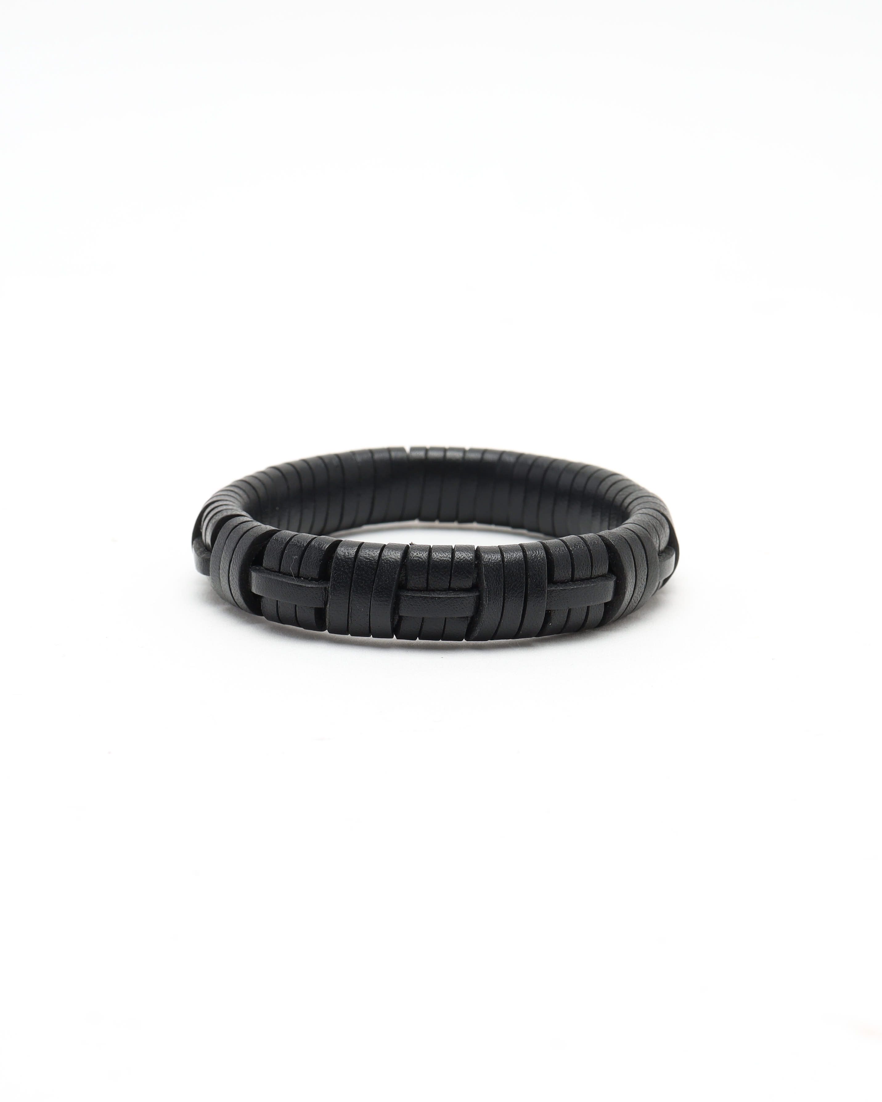 Loewe Leather Woven Bracelet In Black