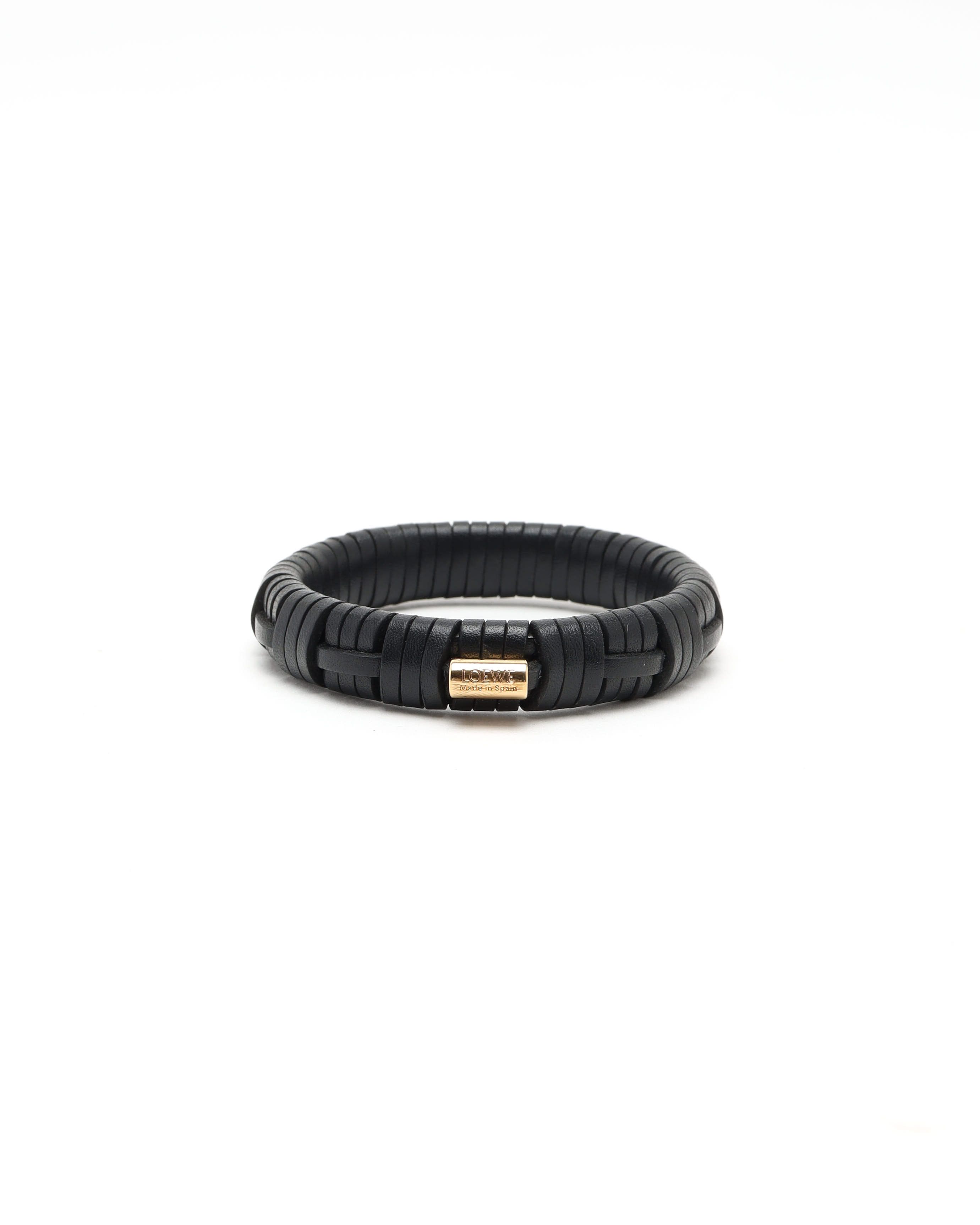 Loewe Leather Woven Bracelet In Black