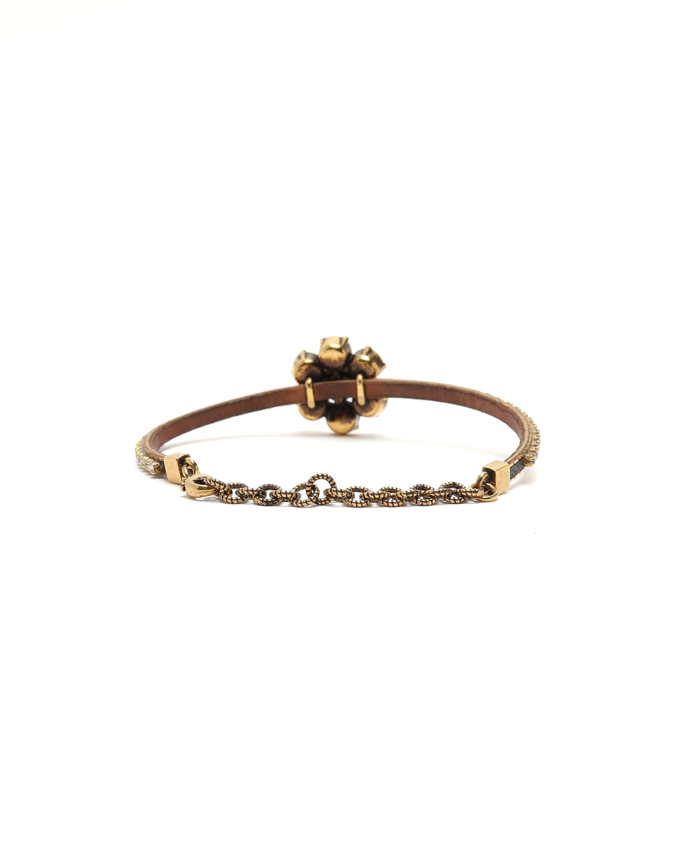 Gucci Flower Rhinestone Bracelet In Gold