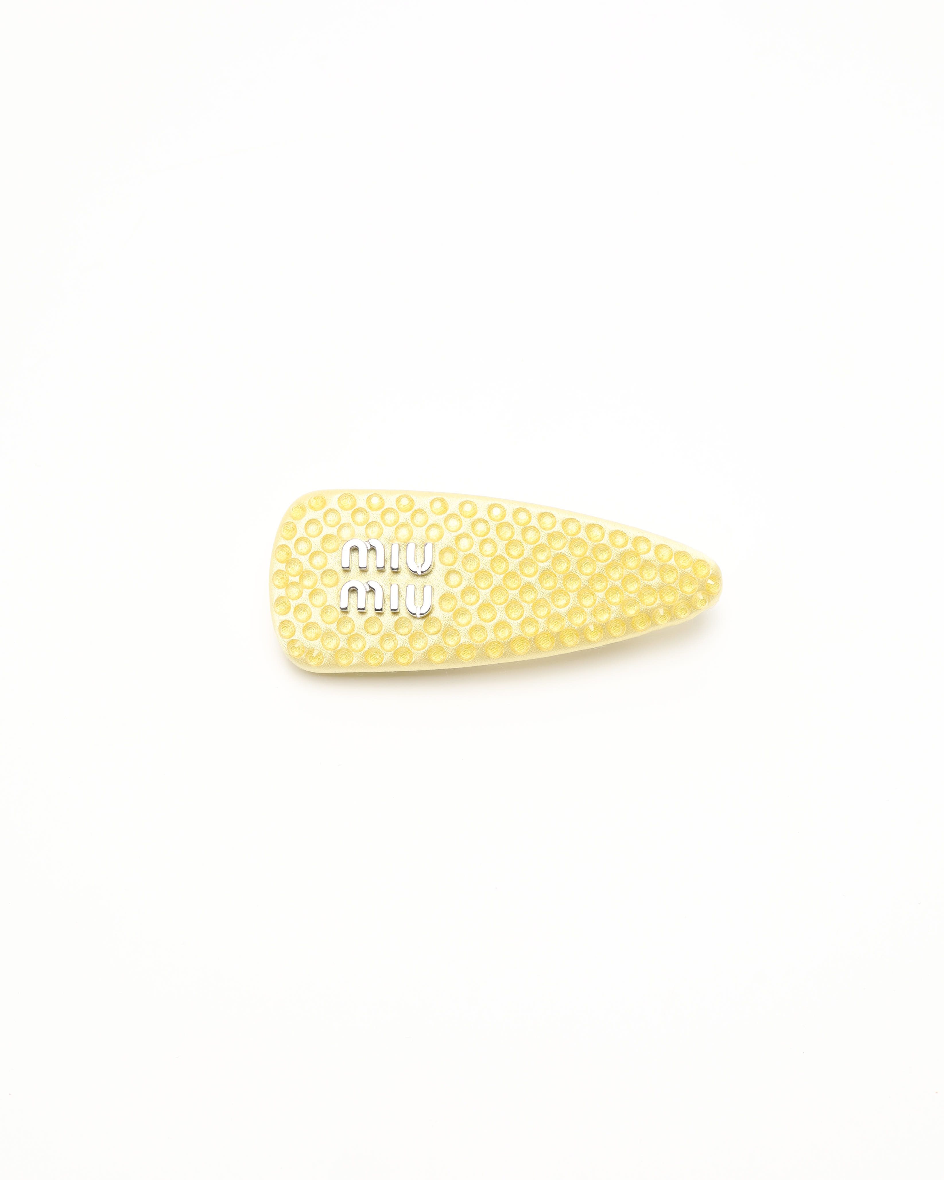 Miu Miu Logo Hair Clip In Gold