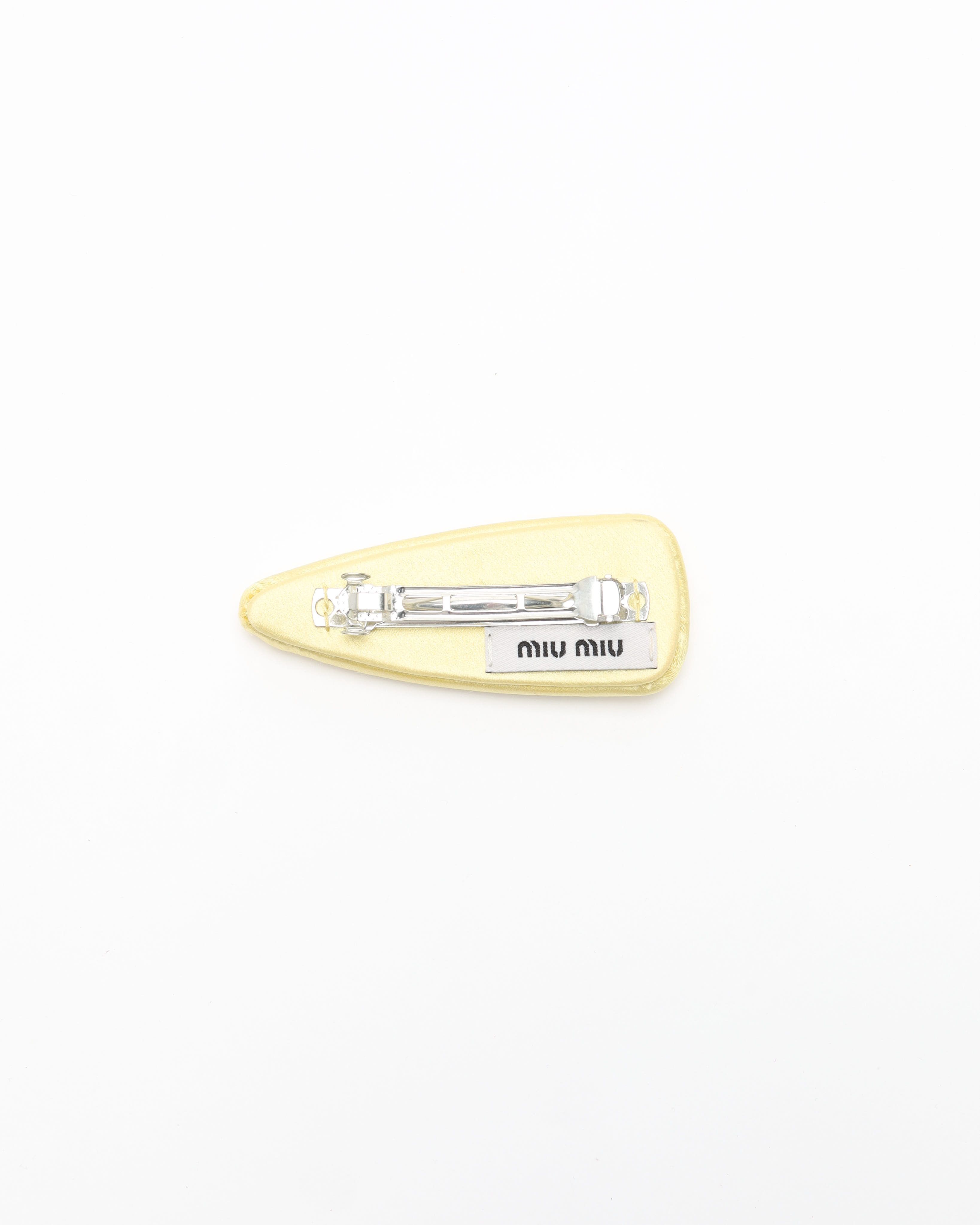 Miu Miu Logo Hair Clip In Gold