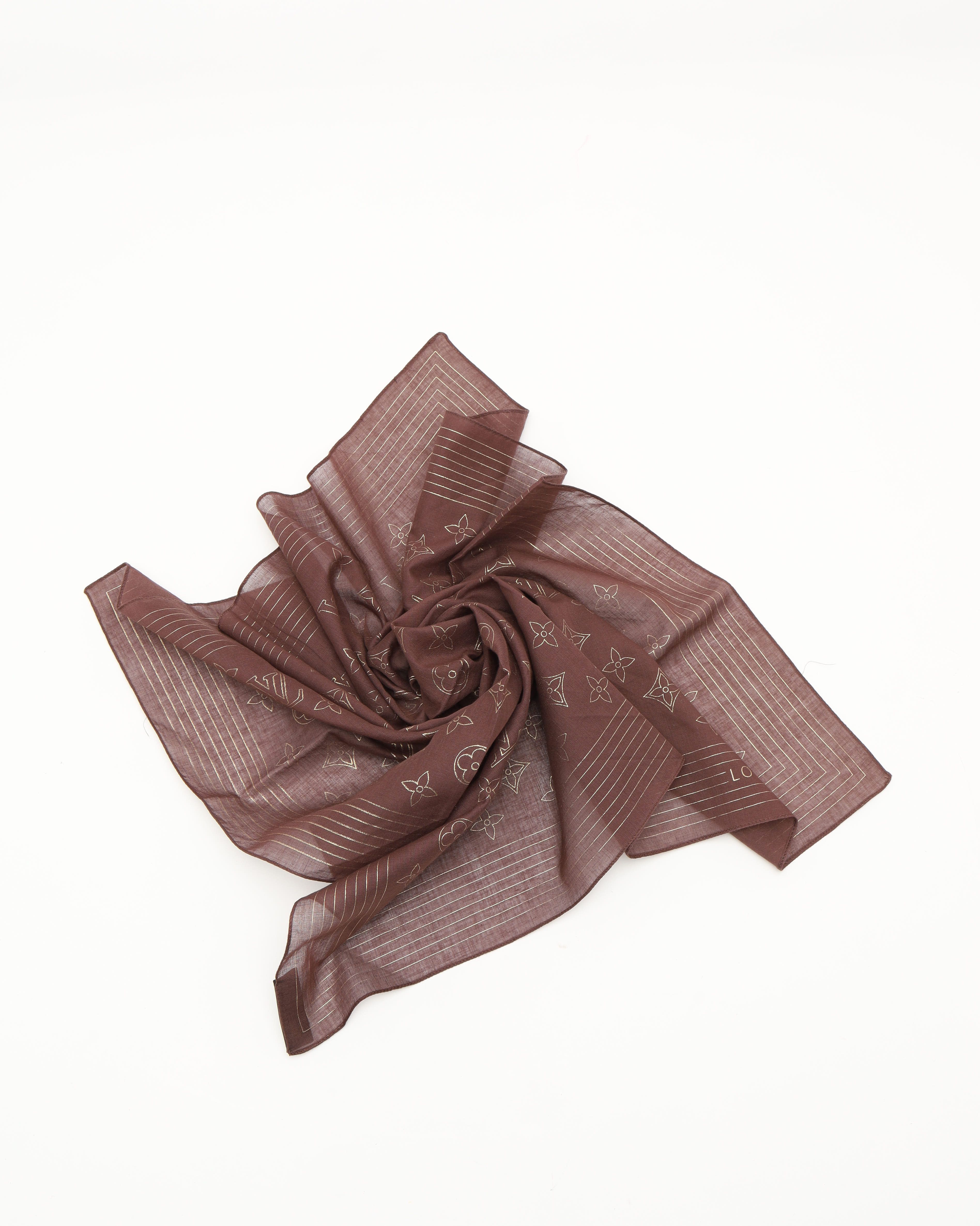 Pre-owned Louis Vuitton Monogram Cotton Scarf In Brown