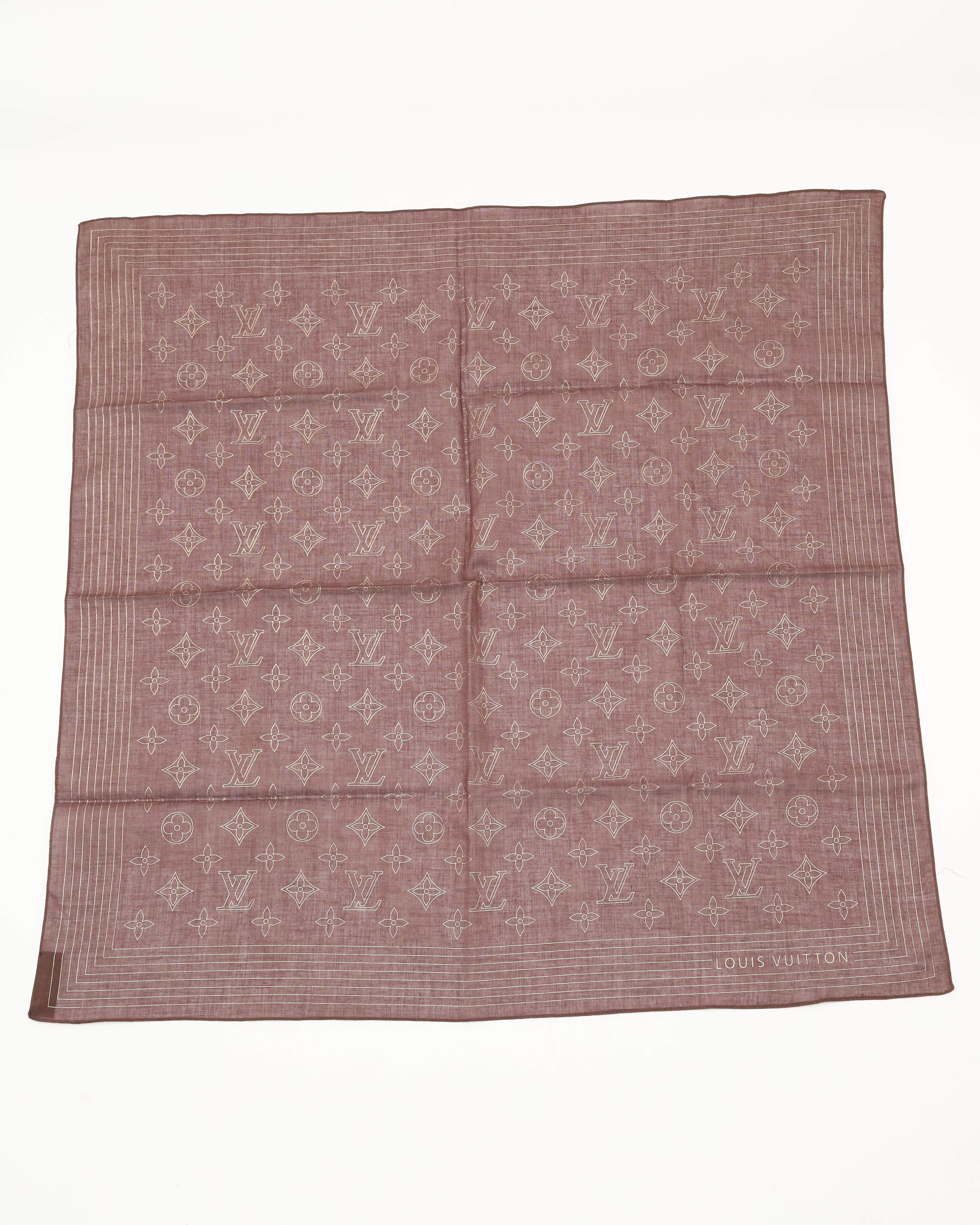 Pre-owned Louis Vuitton Monogram Cotton Scarf In Brown