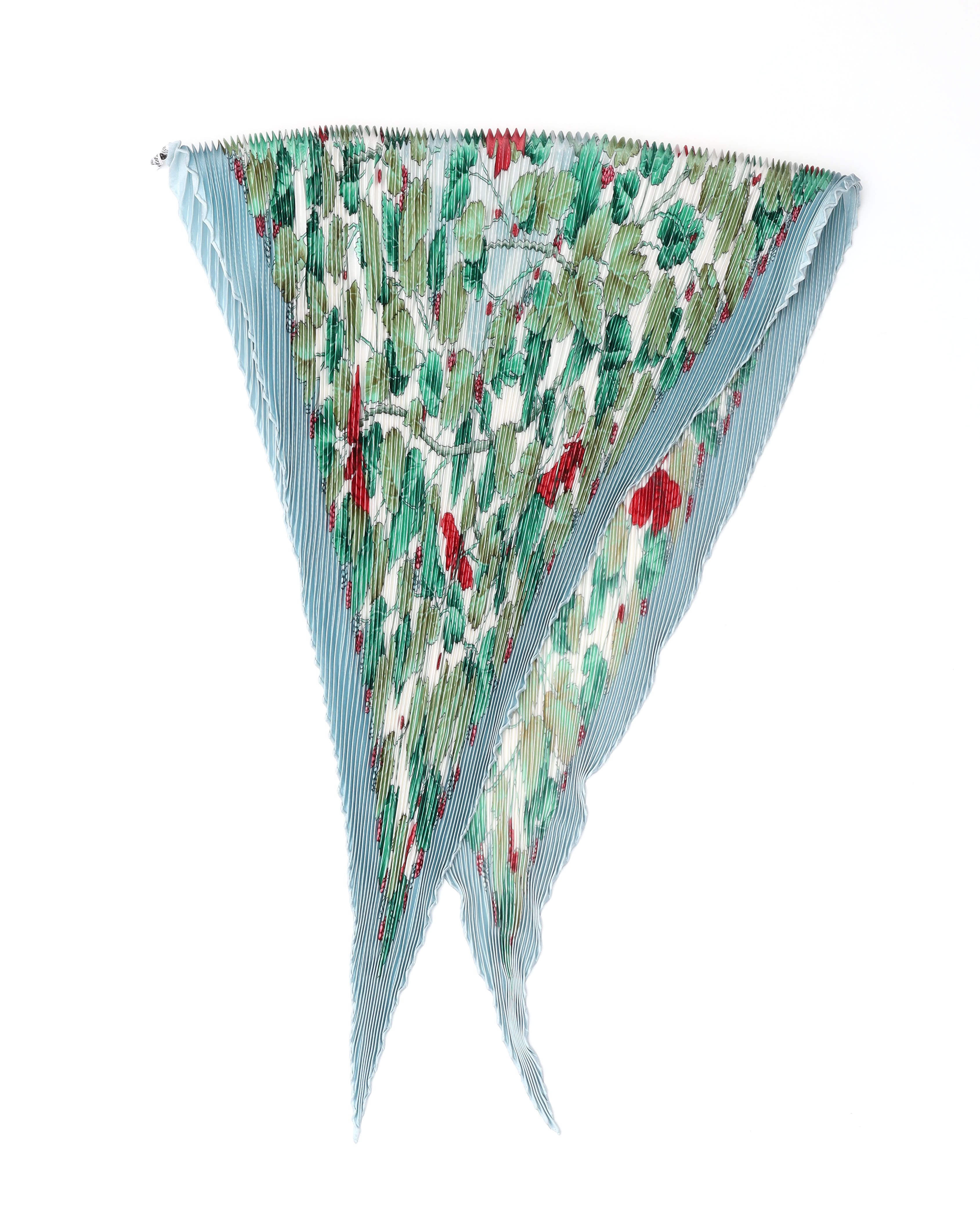 Pre-owned Hermes Hermès L'arbre De Soie Pleated Scarf 130 In Multi