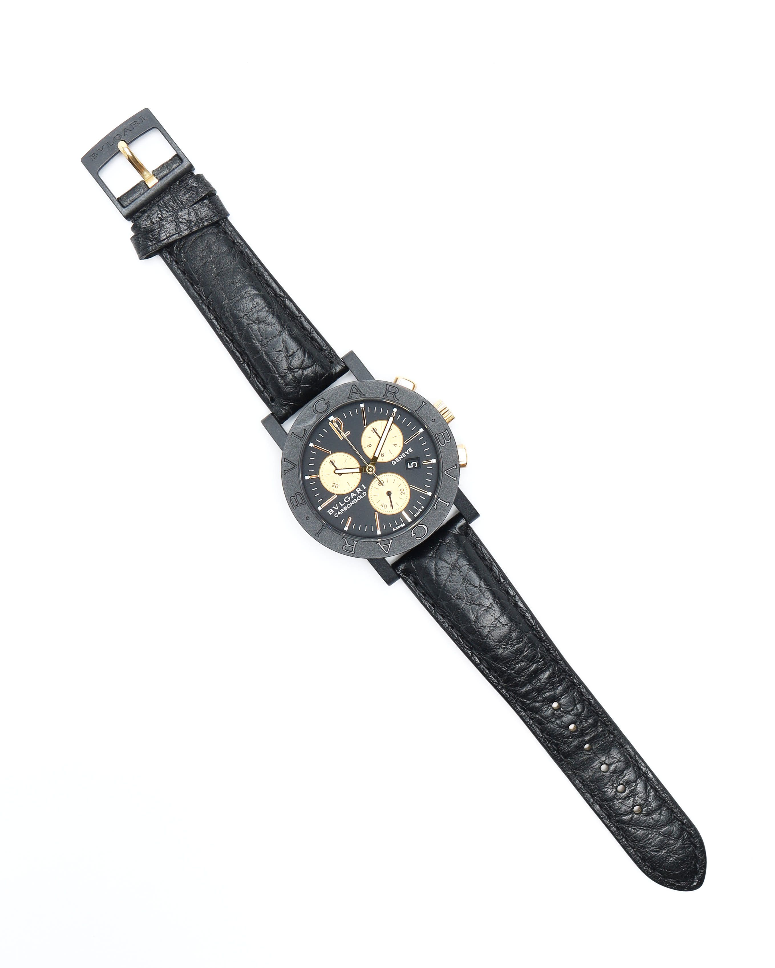 Bvlgari Bulgari Bulgari Carbon Gold Genève 38mm Ref Bb38clch Full Set Watch In Black