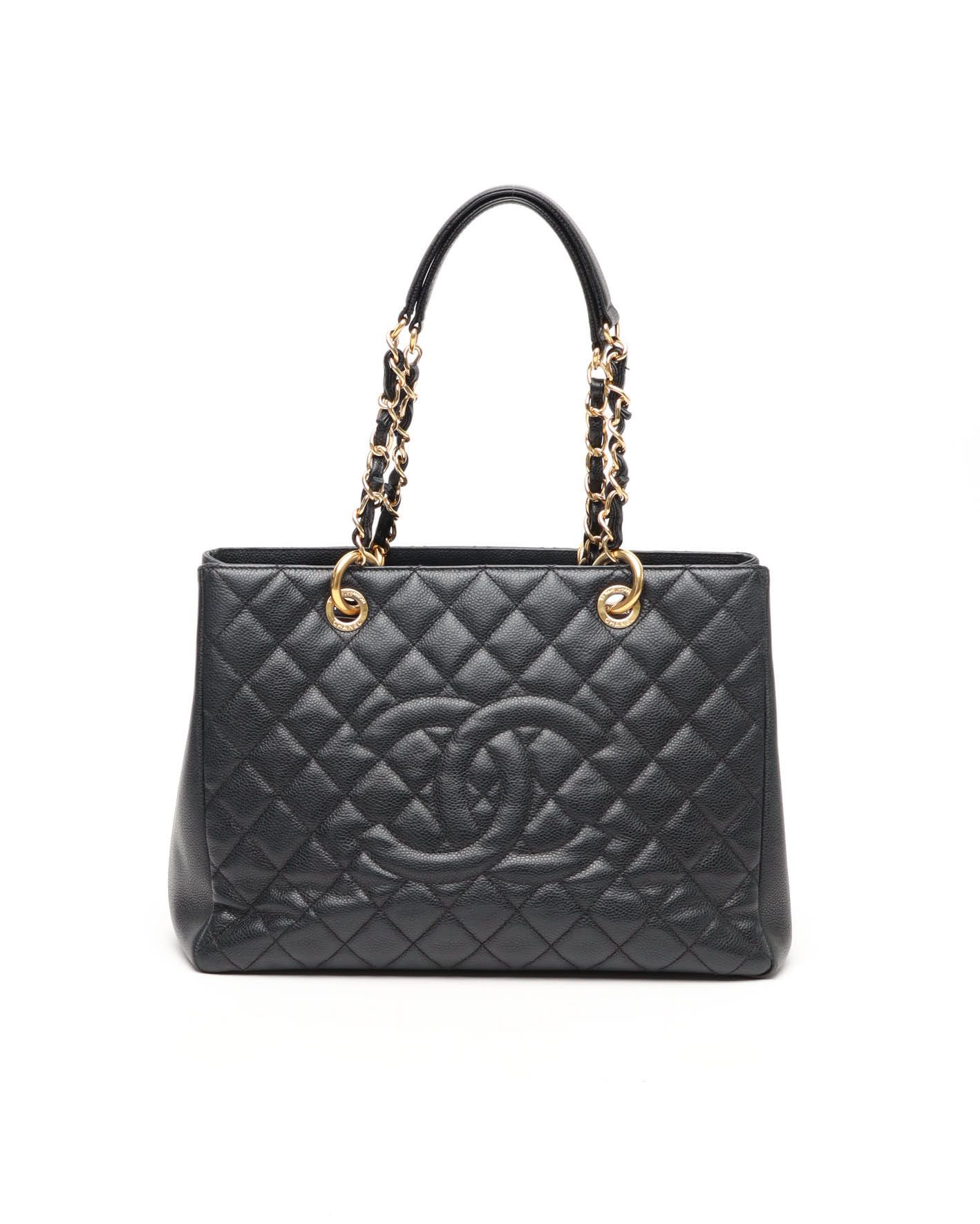 Click to view more detailed imagery on our partner's website Pre-owned Chanel Caviar Grand Shopping Gst Tote Bag In Black