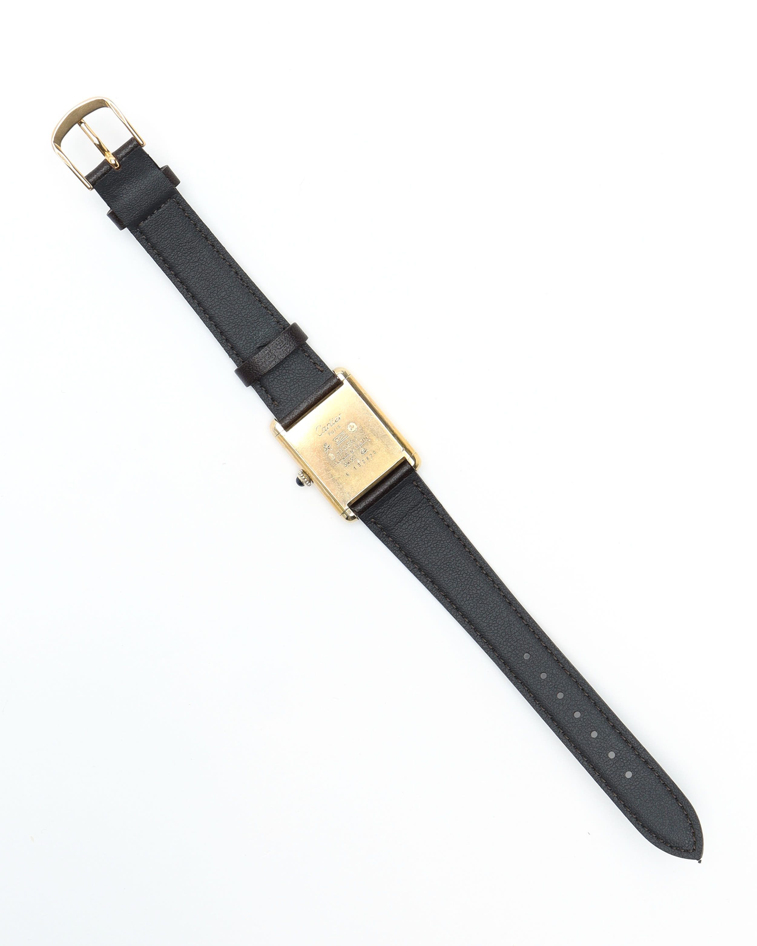 Cartier Tank Vermeil 24mm Manual Watch In Burgundy