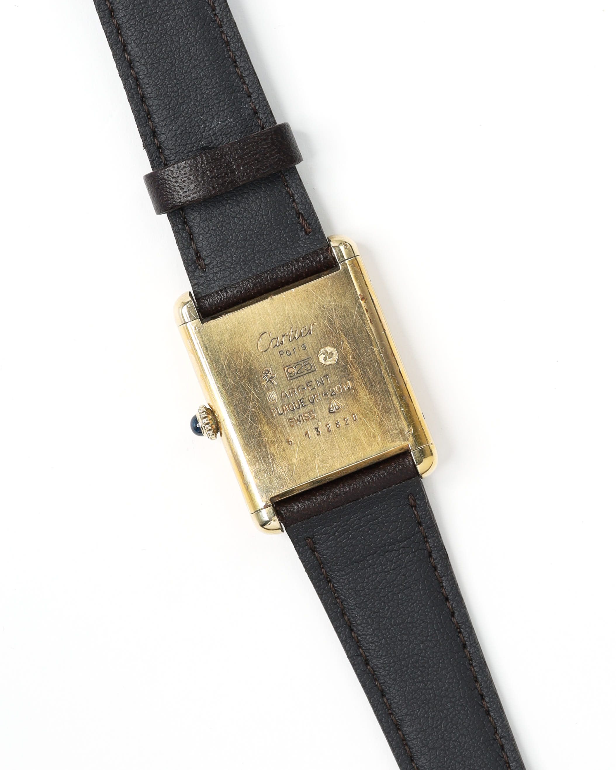 Cartier Tank Vermeil 24mm Manual Watch In Burgundy