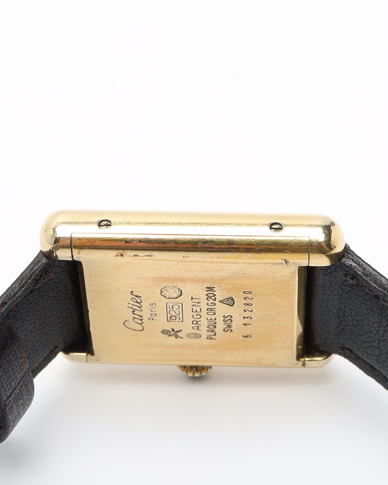 Cartier Tank Vermeil 24mm Manual Watch In Burgundy