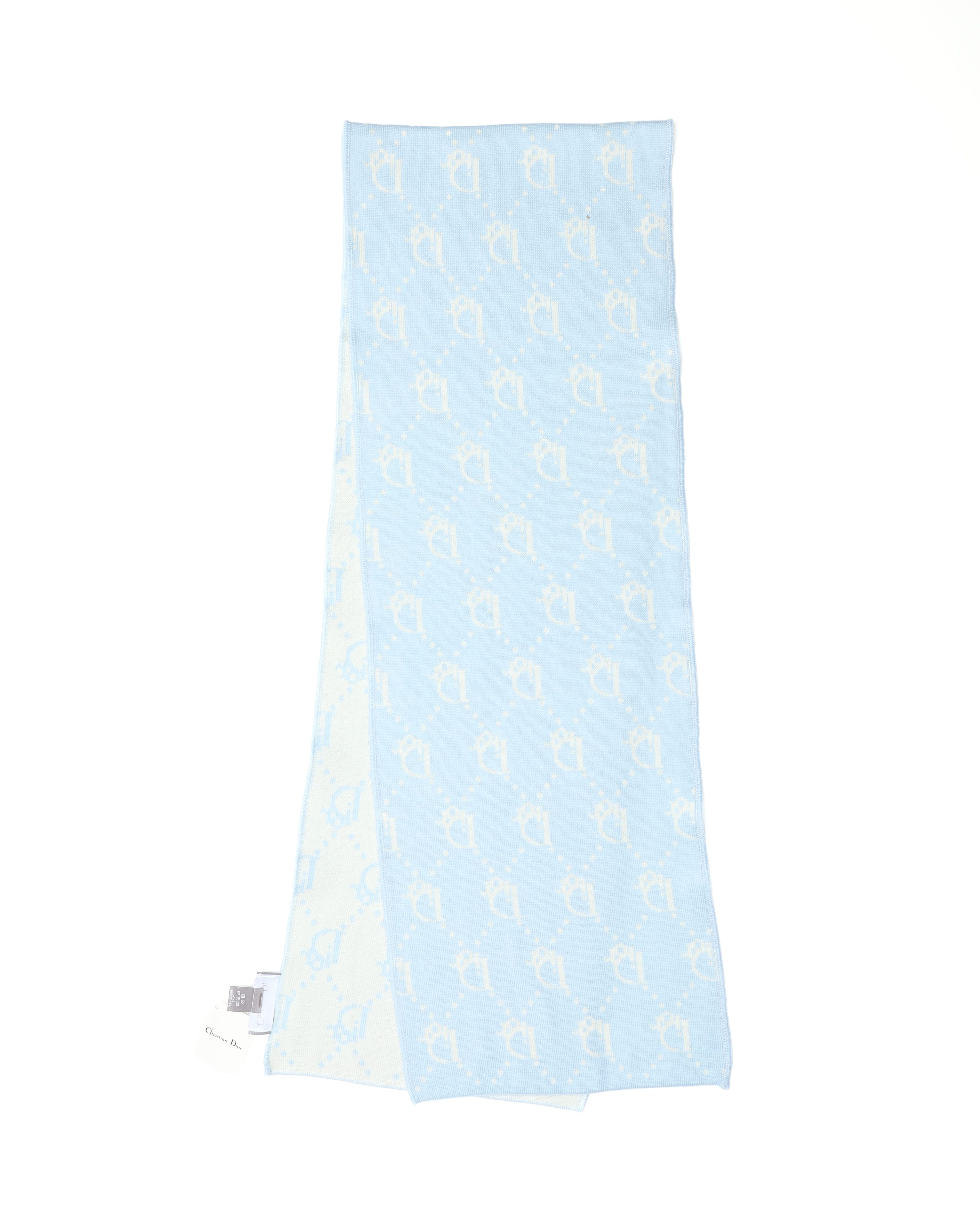 Dior Christian Trotter Wool Scarf In Blue