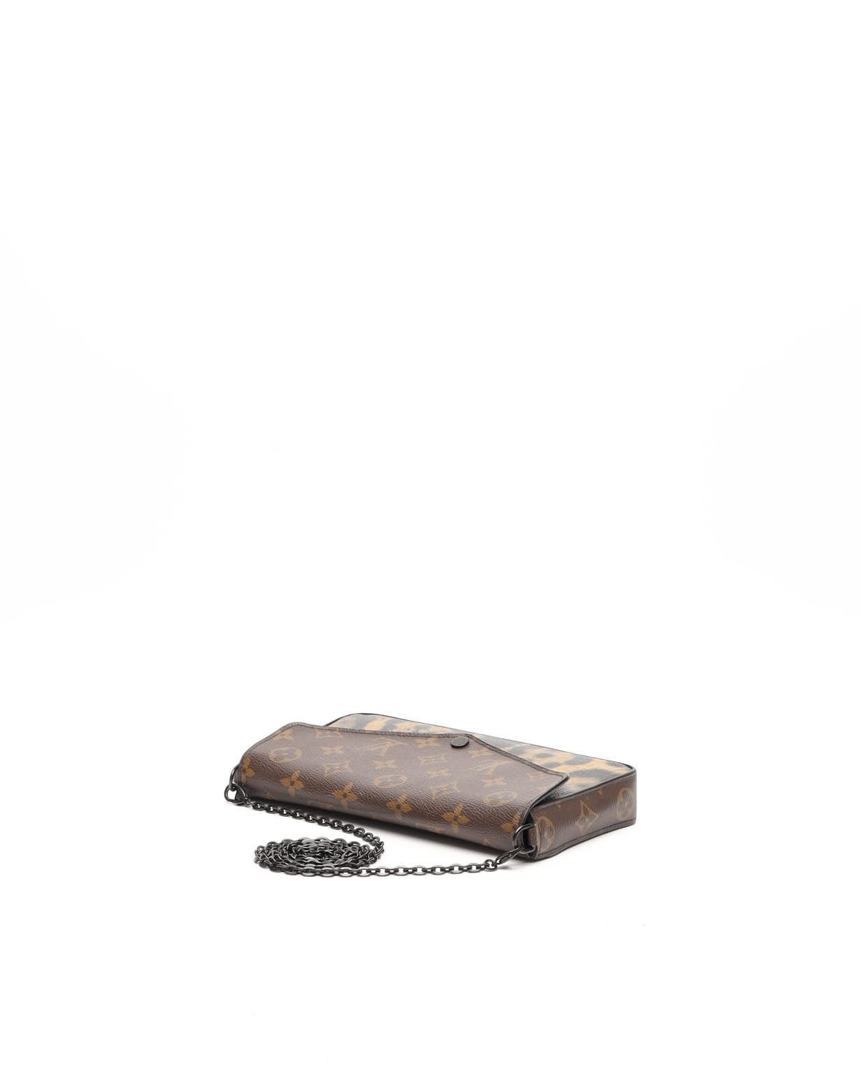 Pre-owned Louis Vuitton Leopard Wild At Heart Pochette Félicie Bag In Brown