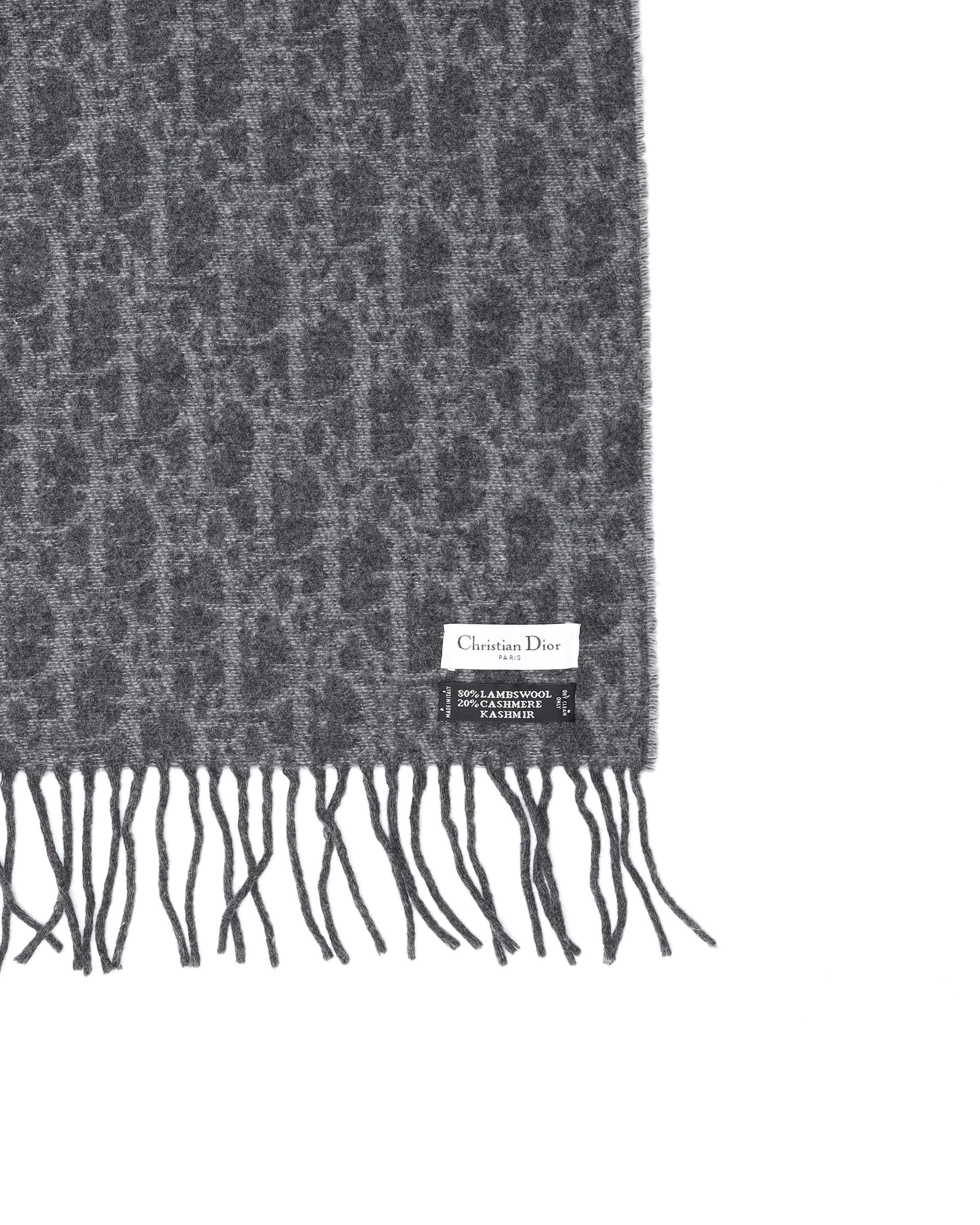 Dior Christian  Trotter Wool Scarf In Gray