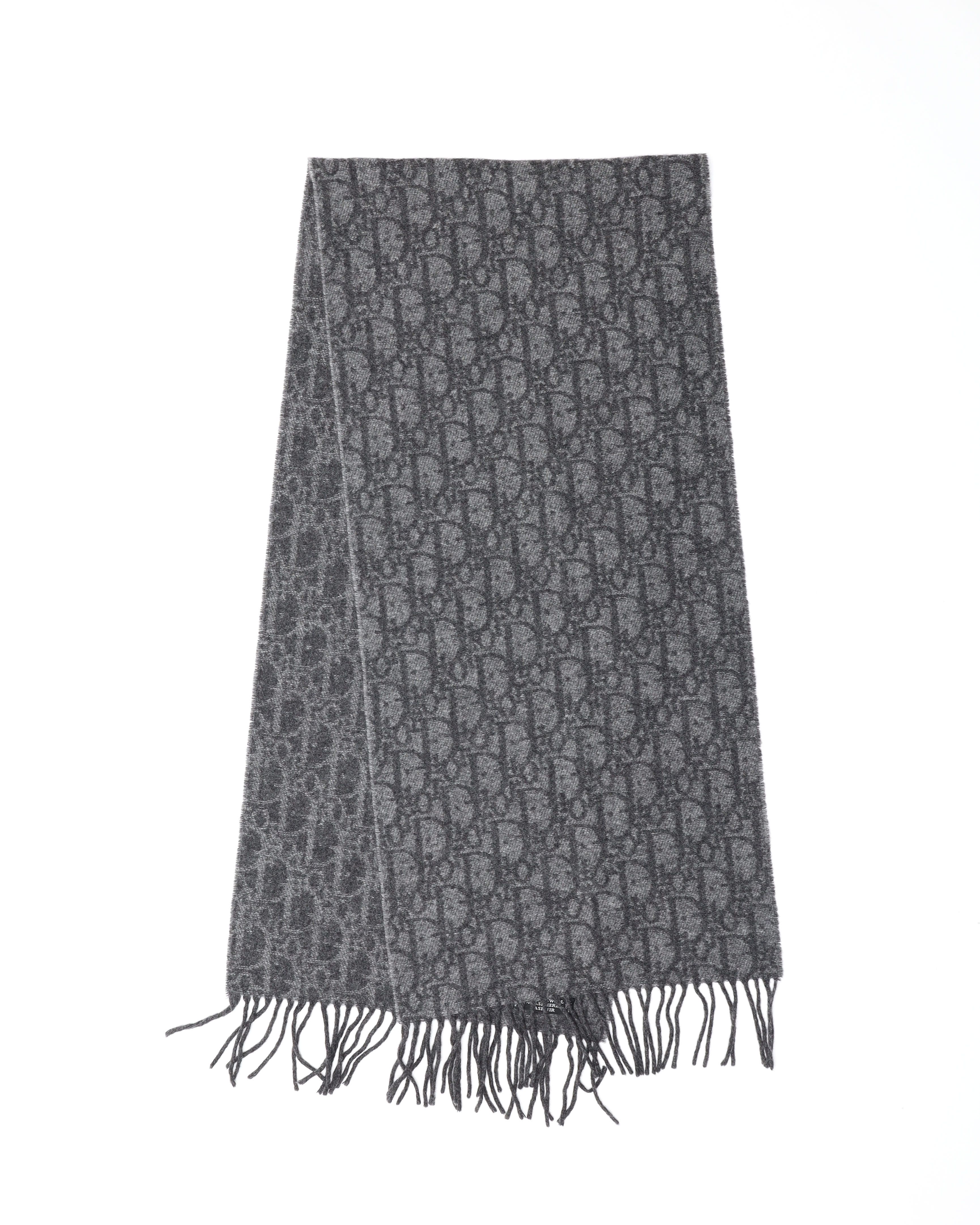 Dior Christian  Trotter Wool Scarf In Gray