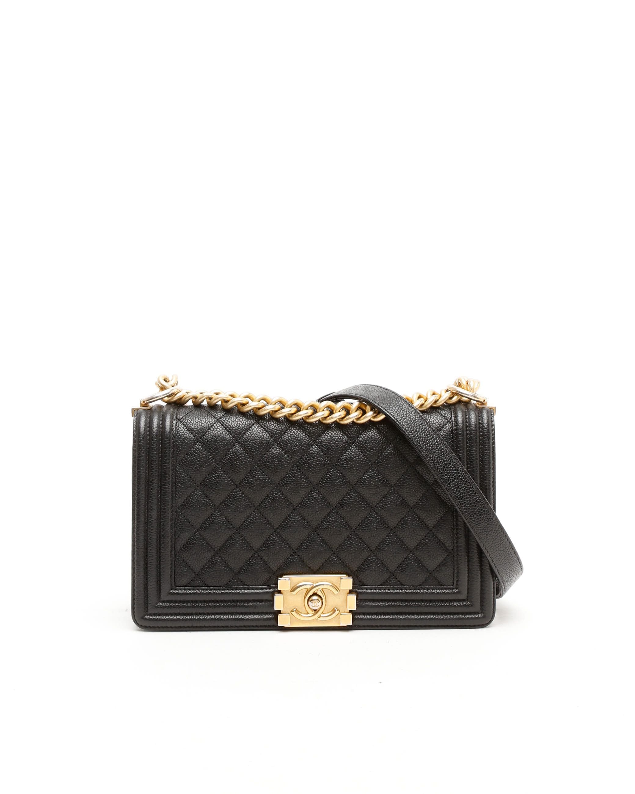 Click to view more detailed imagery on our partner's website Pre-owned Chanel Caviar Medium Boy Bag In Black