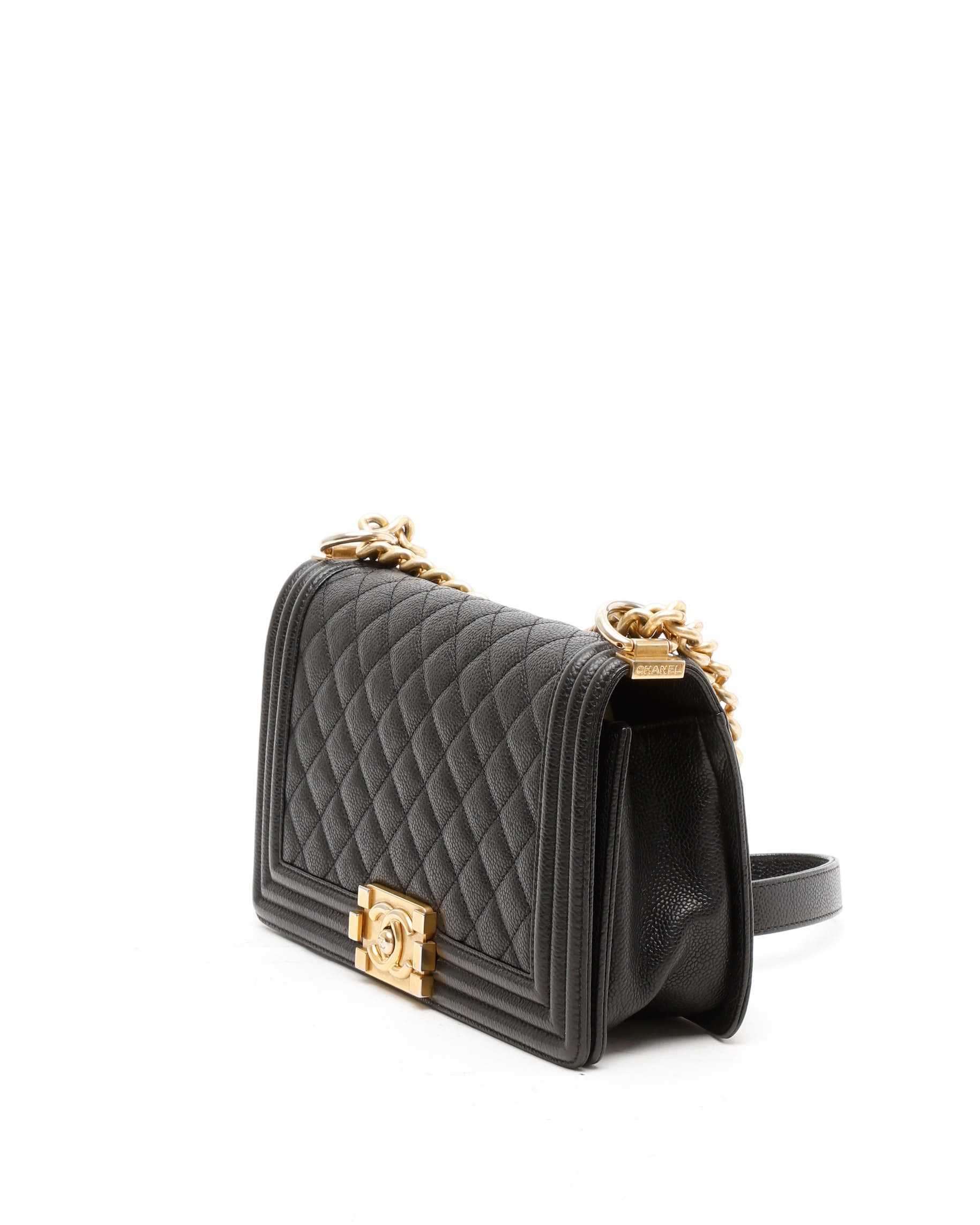 CHANEL Pre-owned Caviar Medium Boy Bag In Black