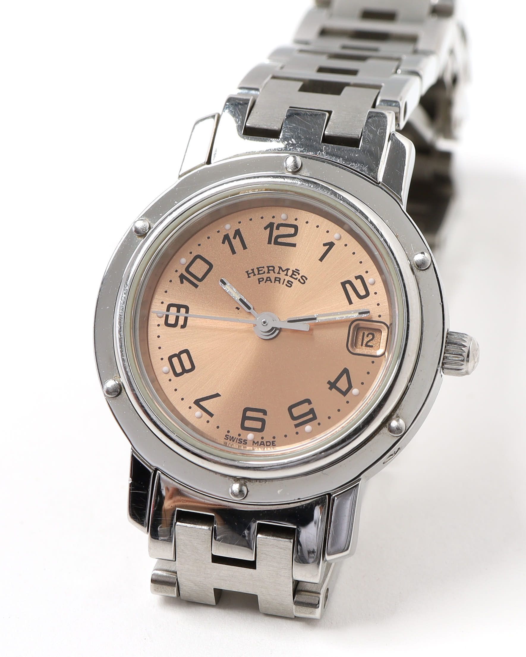 Pre-owned Hermes Hermès Clipper 24mm Ref Cl4.210 Full Set Watch In Pink