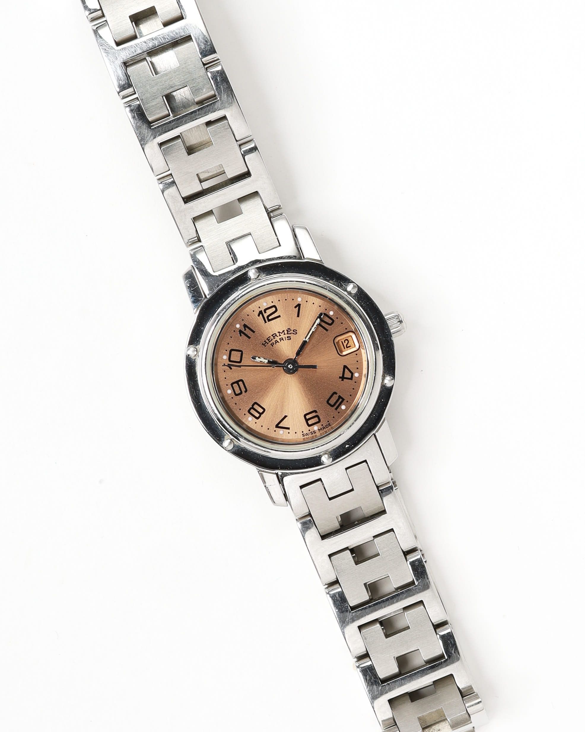 Pre-owned Hermes Hermès Clipper 24mm Ref Cl4.210 Full Set Watch In Pink