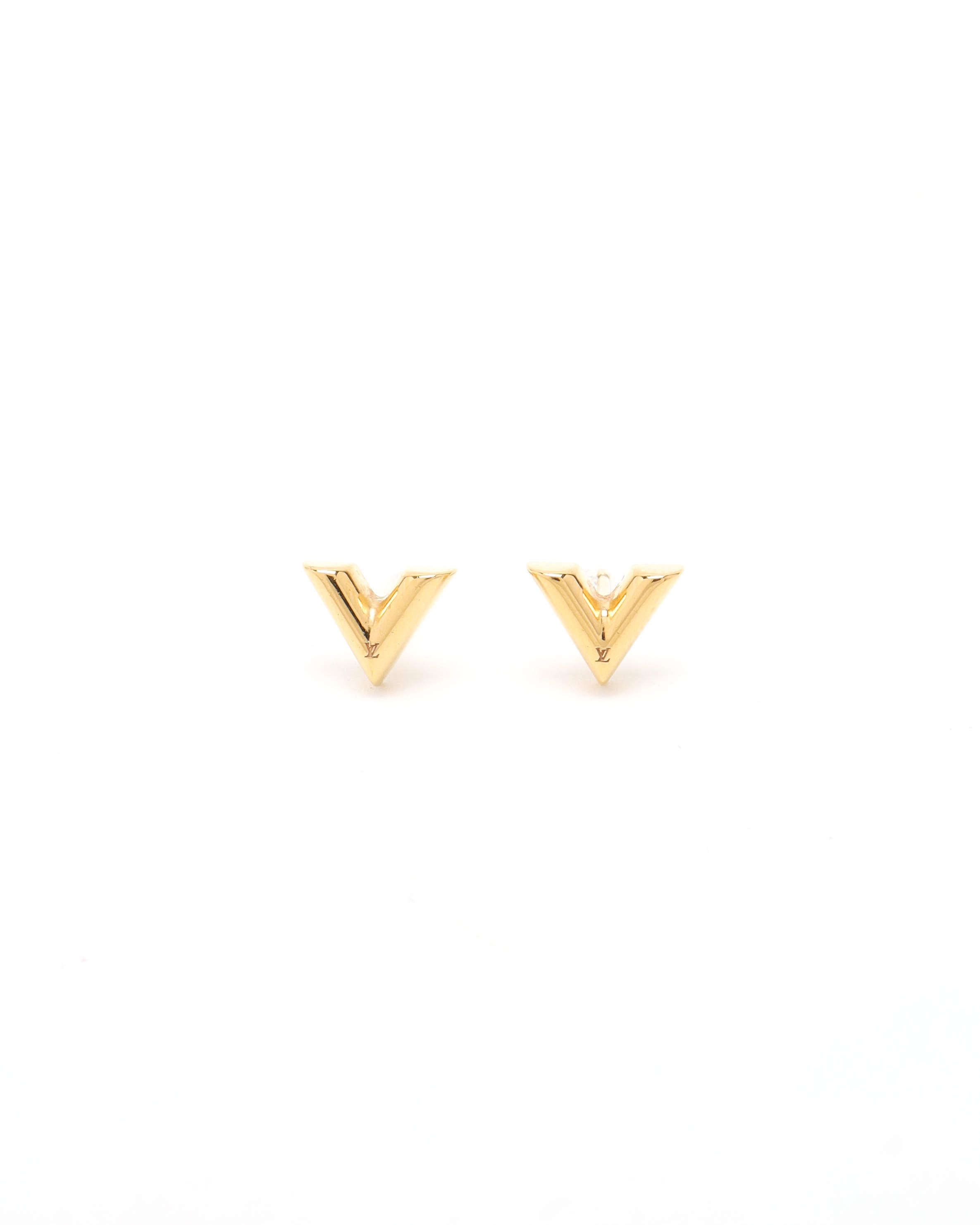Click to view more detailed imagery on our partner's website Pre-owned Louis Vuitton Essential V Stud Earrings In Gold