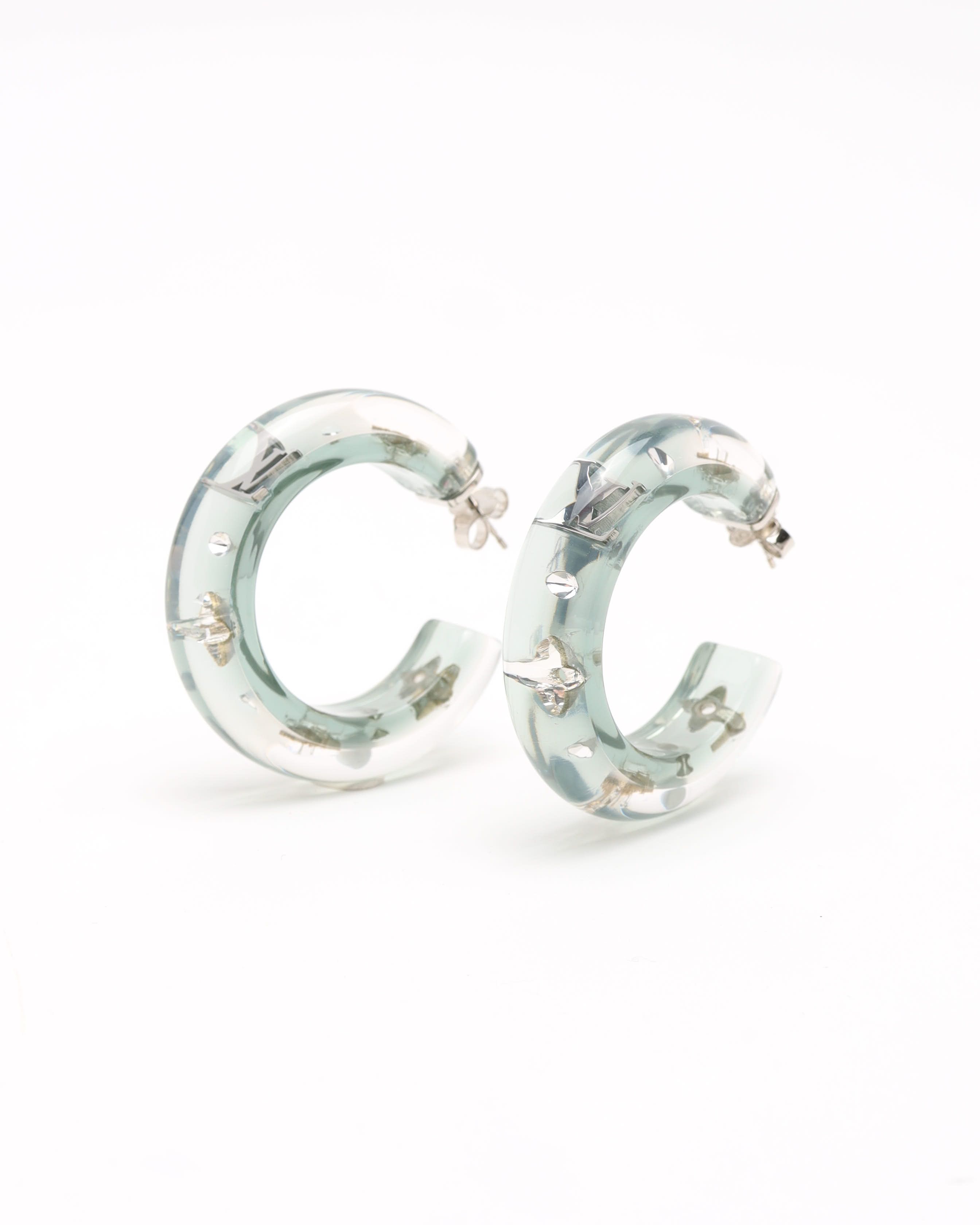 LOUIS VUITTON Pre-owned Inclusion Hoop Earrings In Green