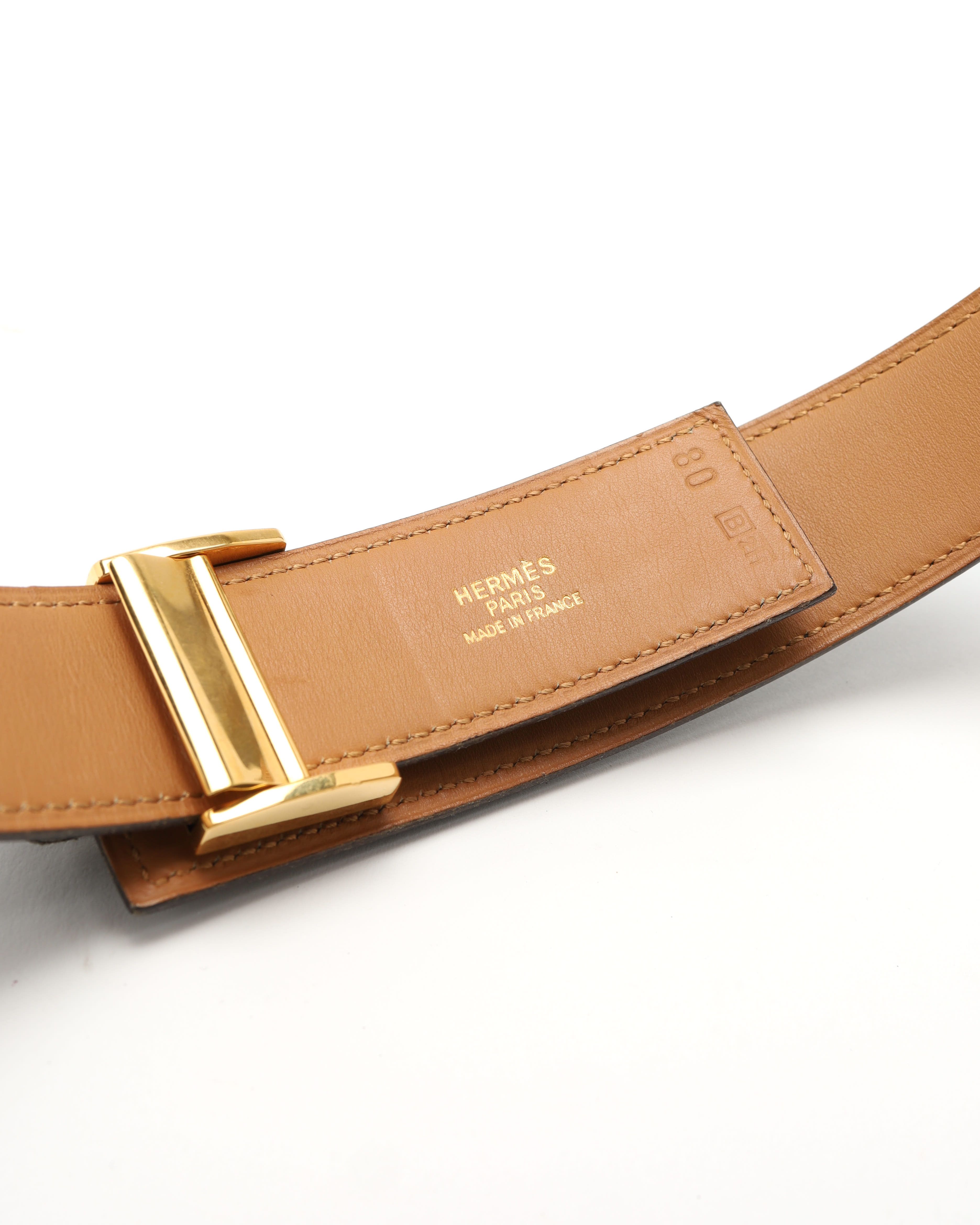 Pre-owned Hermes Hermès Clou De Selle Belt, Size 80 In Black
