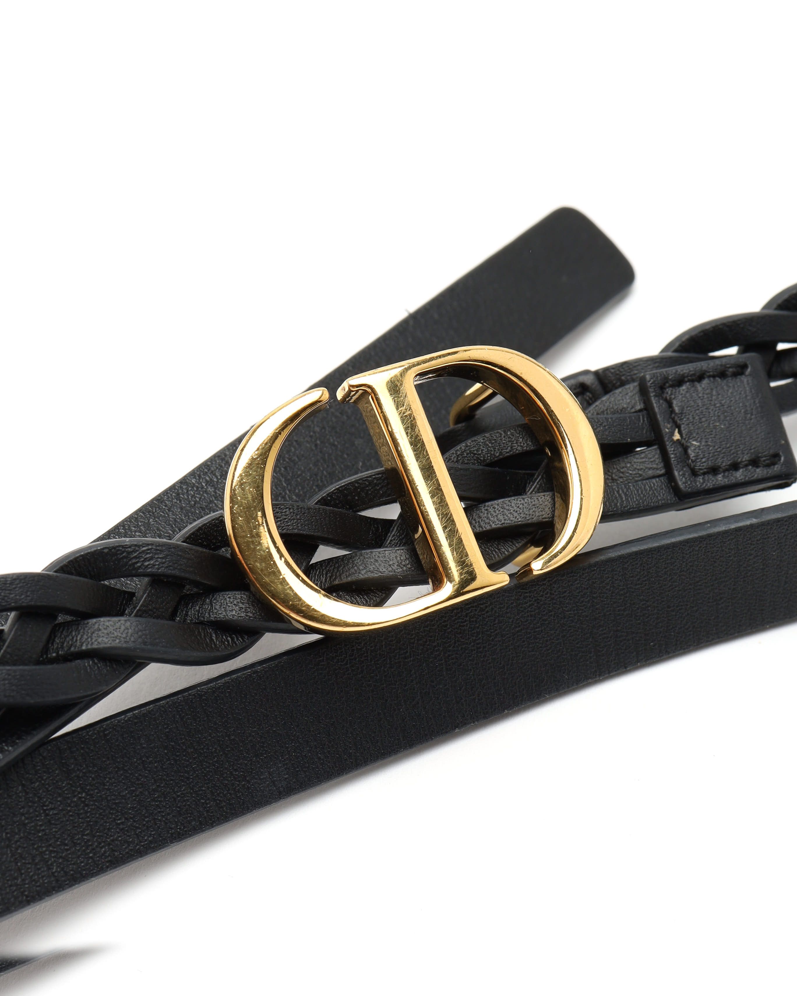 Dior Christian Cd Logo Belt, Size 80 In Black