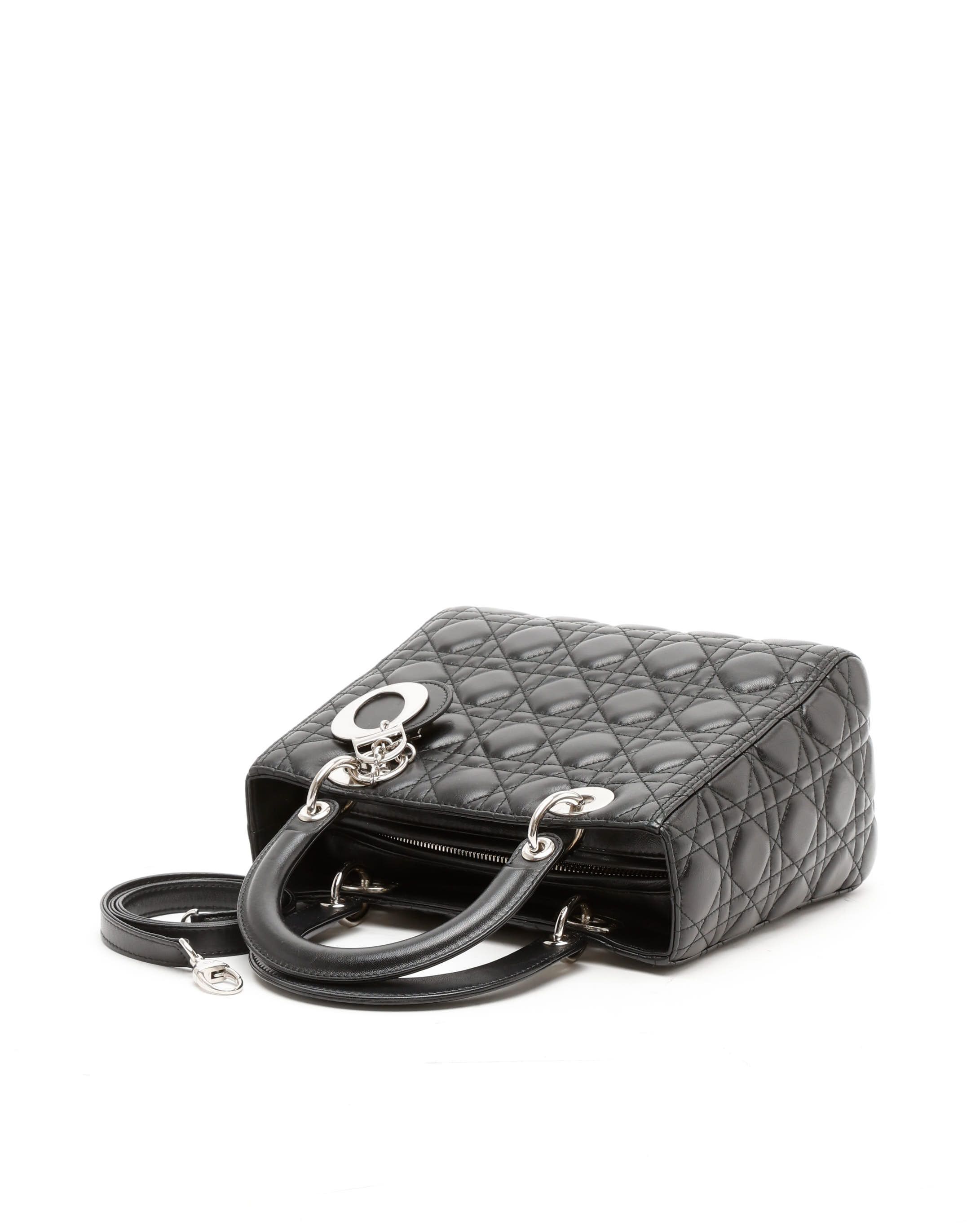Dior Christian Medium Lady Bag In Black