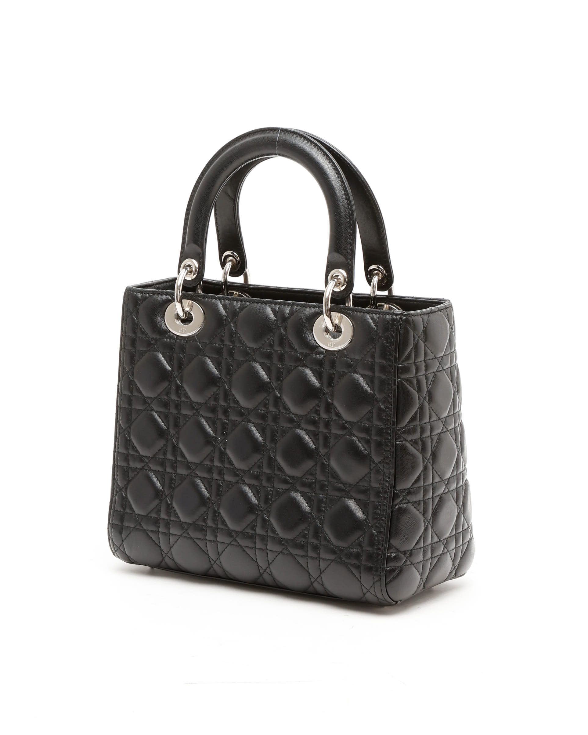 Dior Christian Medium Lady Bag In Black