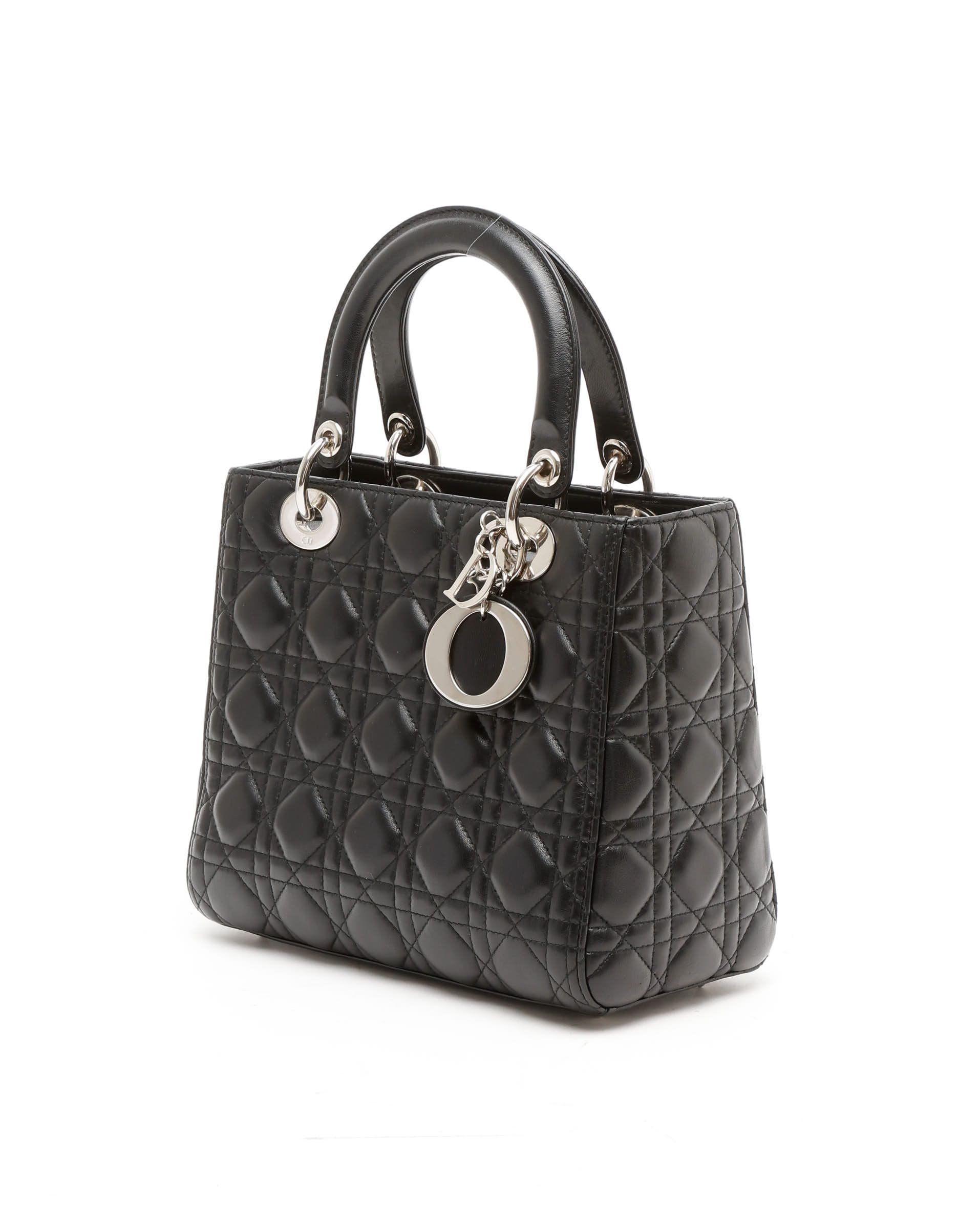 Dior Christian Medium Lady Bag In Black