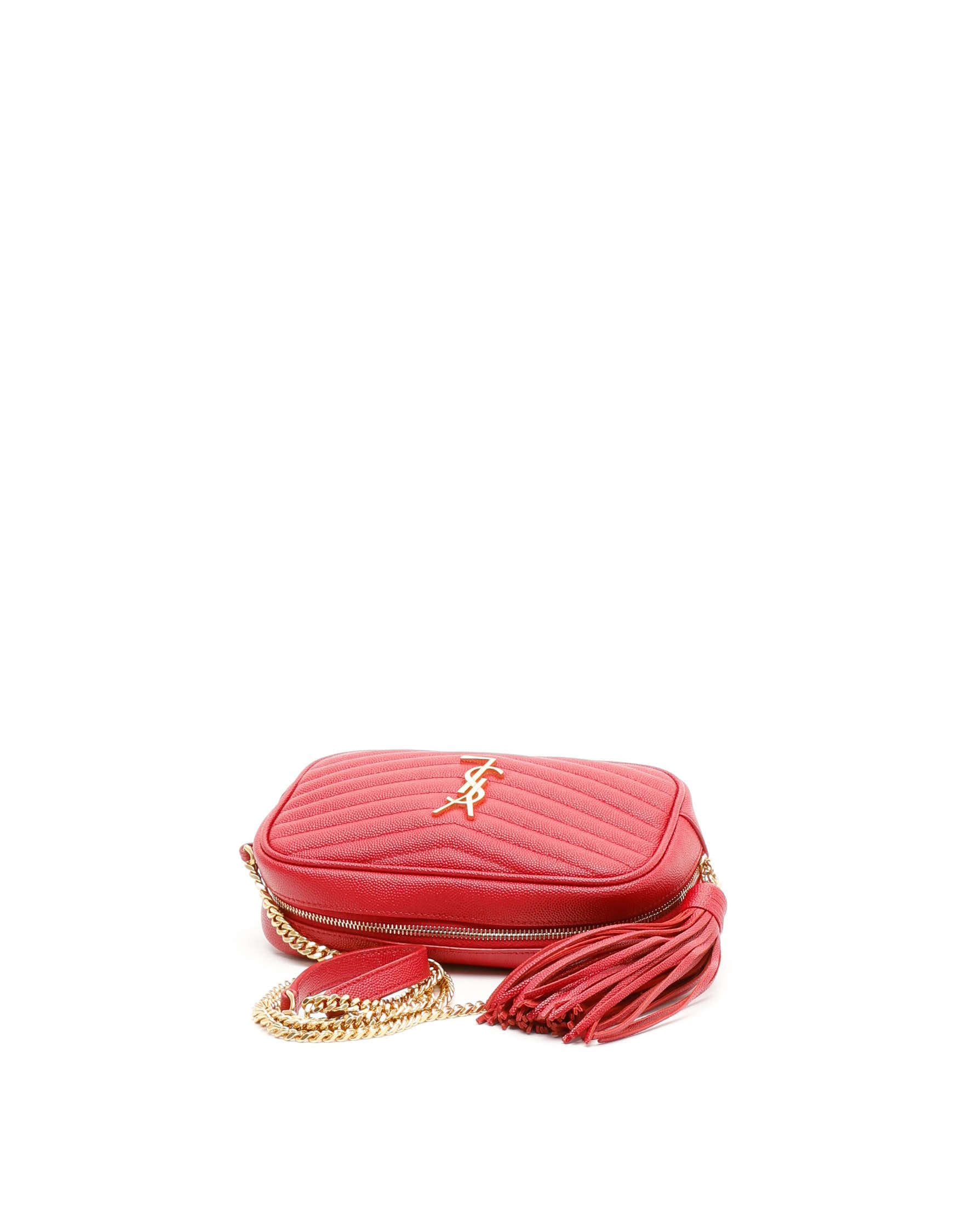 Saint Laurent Lou Lou Camera Tassel Bag In Red