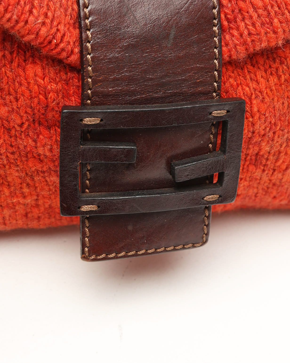 Fendi Wool Baguette Bag In Orange