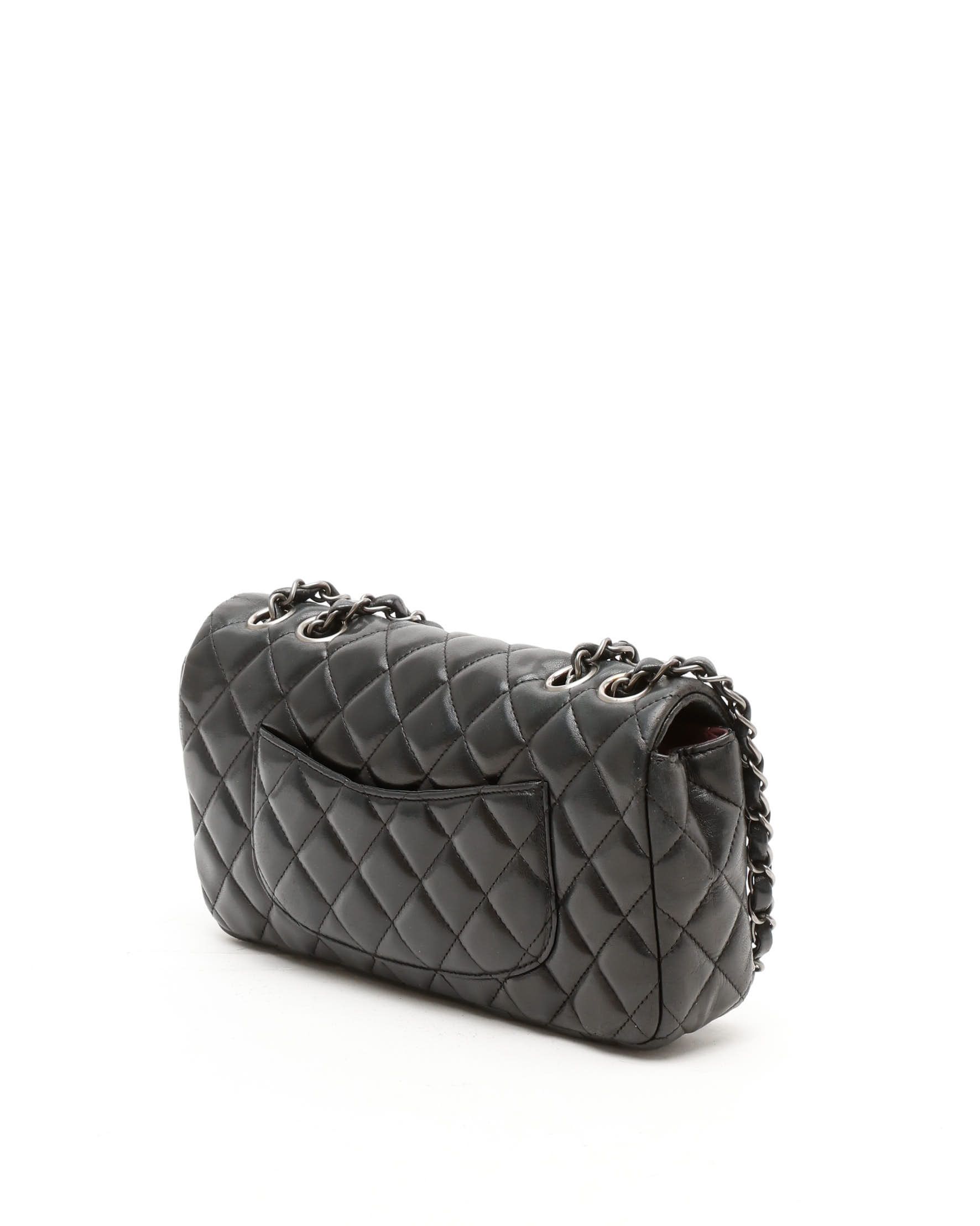 Pre-owned Chanel Classic East West Single Flap Bag In Black