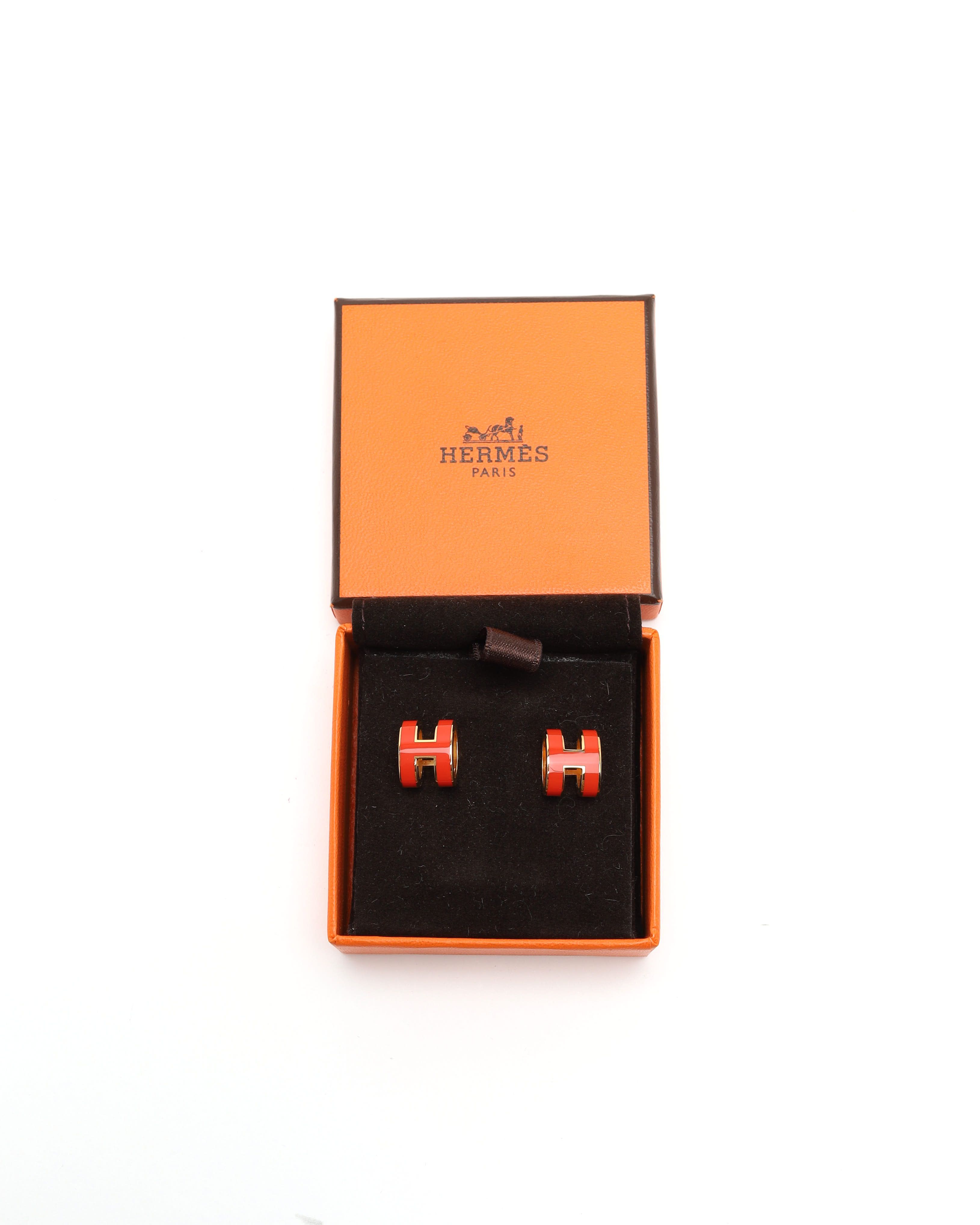 Pre-owned Hermes Hermès Pop H Earrings In Red