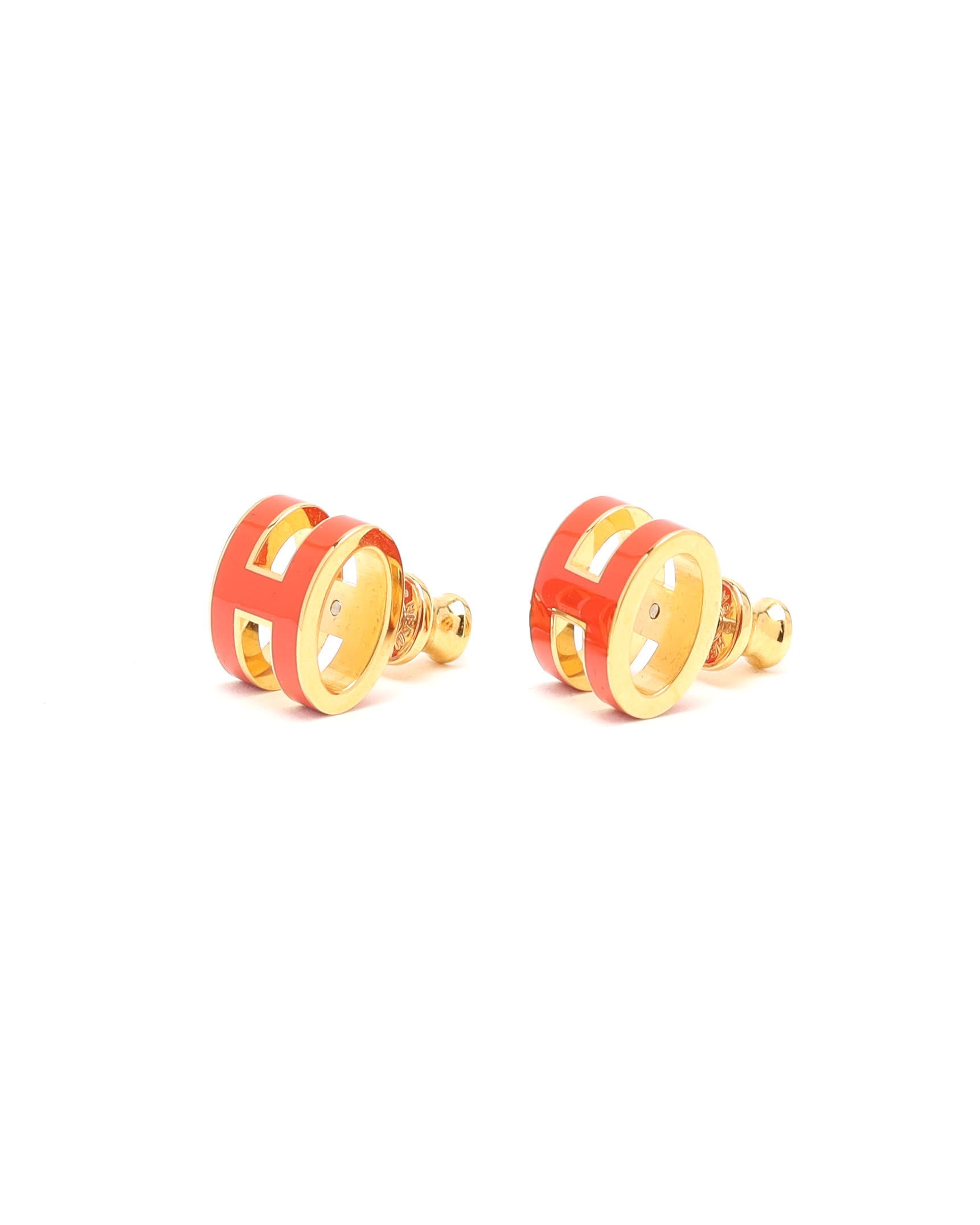 Pre-owned Hermes Hermès Pop H Earrings In Red
