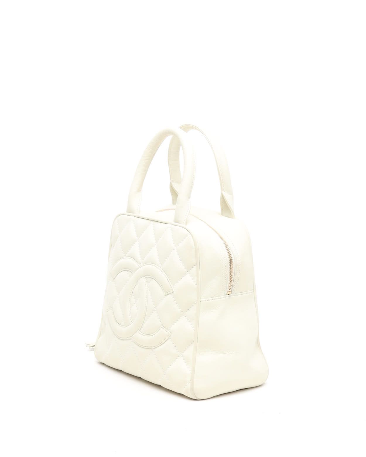 CHANEL Pre-owned Mini Tassel Cc Boston Bag In White