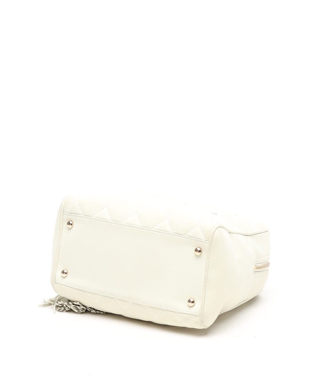 CHANEL Pre-owned Mini Tassel Cc Boston Bag In White