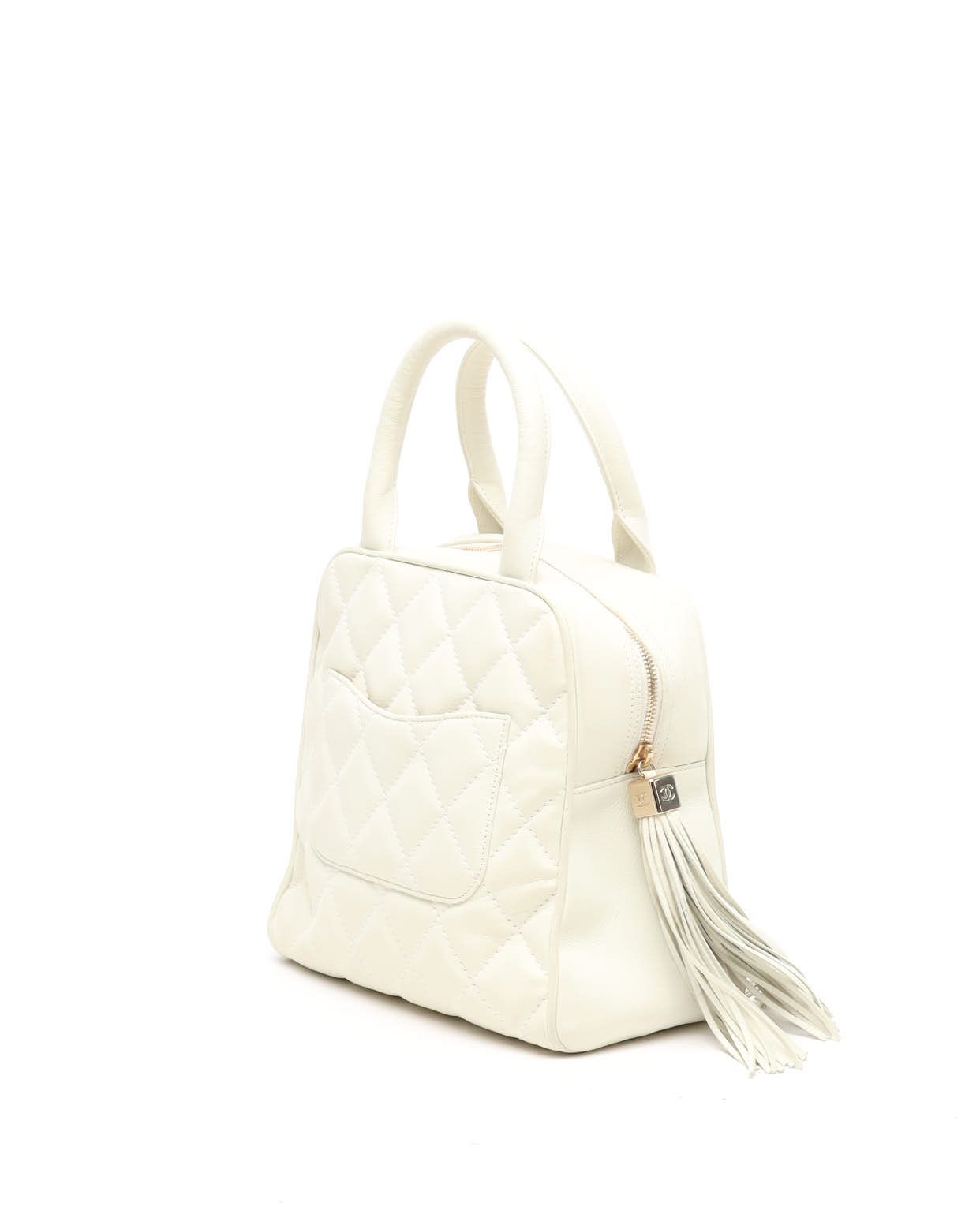 CHANEL Pre-owned Mini Tassel Cc Boston Bag In White