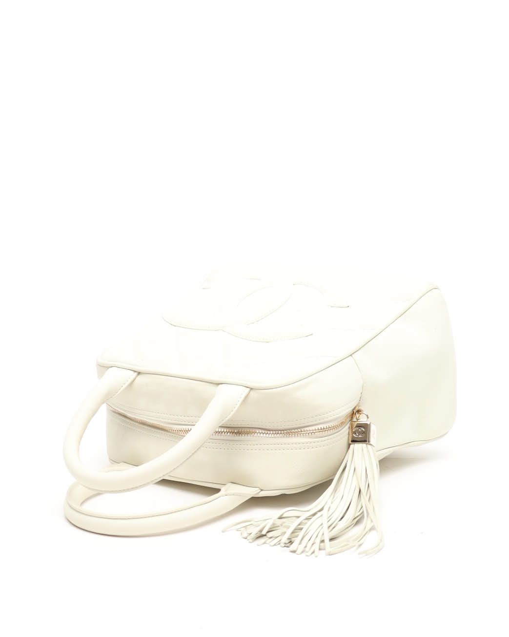 CHANEL Pre-owned Mini Tassel Cc Boston Bag In White