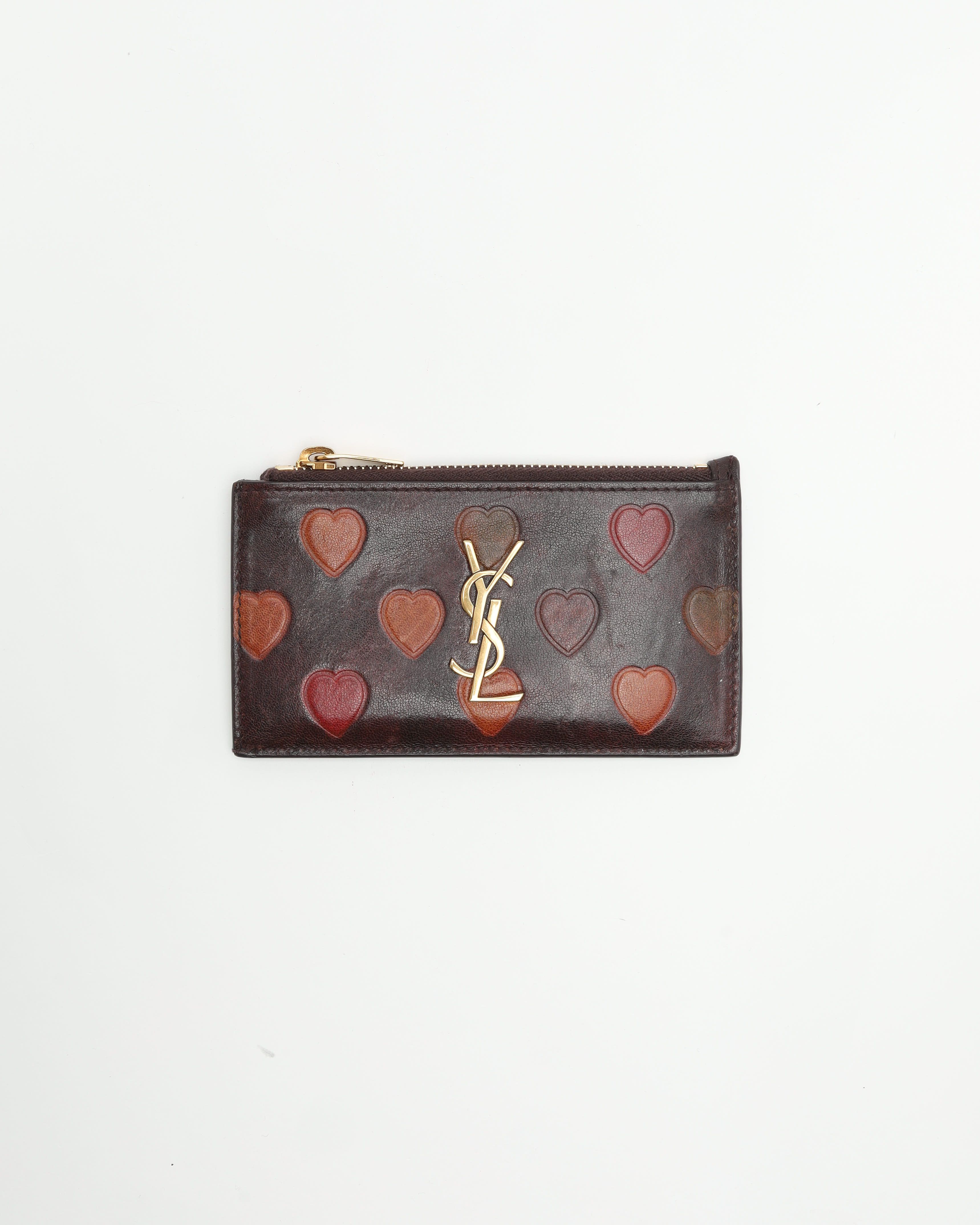 Saint Laurent Ysl Card Holder In Brown