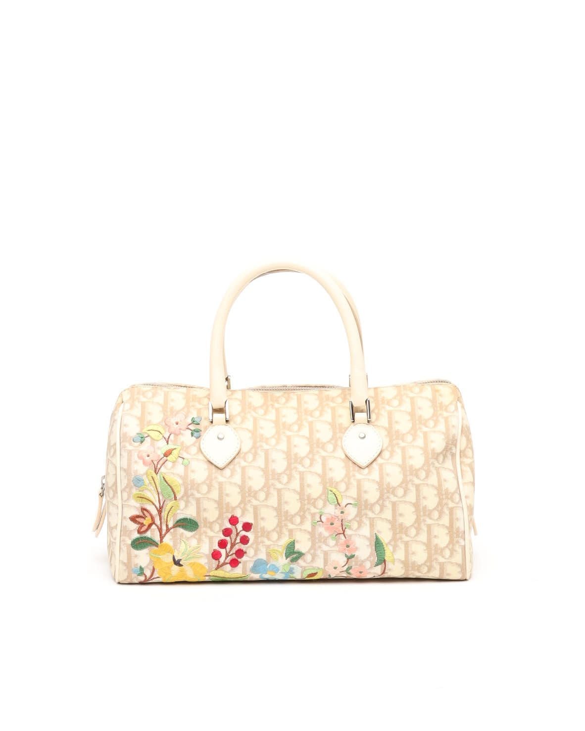 Christian Dior Diorissimo Embroidered Flowers Boston Bag
