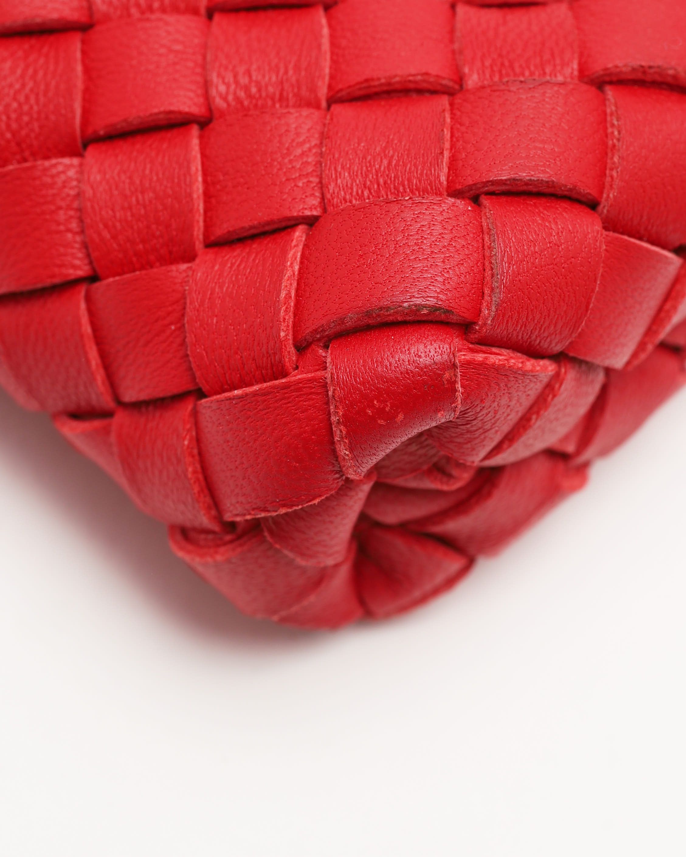 Bottega Veneta Intrecciato Bag Charm In Red