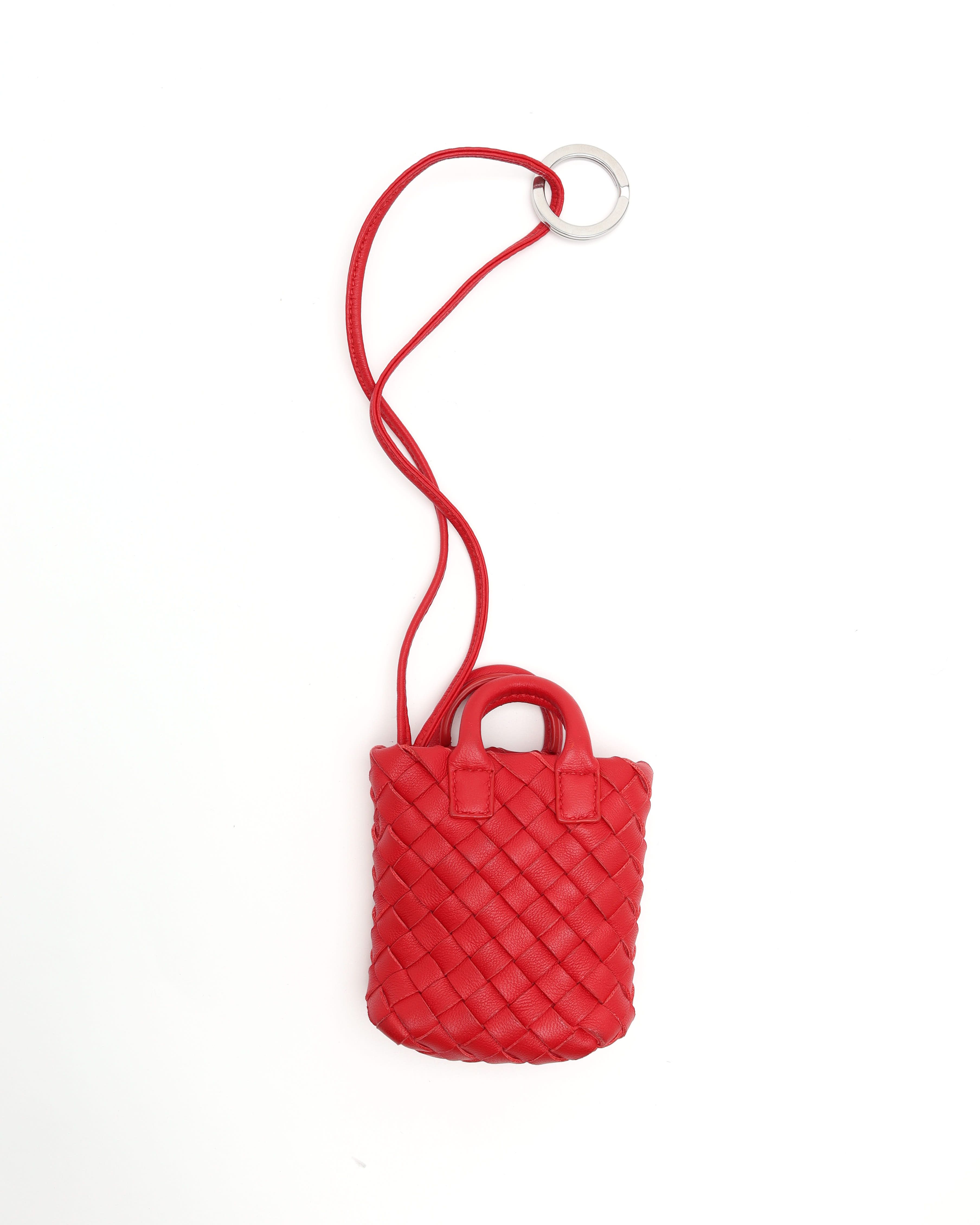 Bottega Veneta Intrecciato Bag Charm In Red