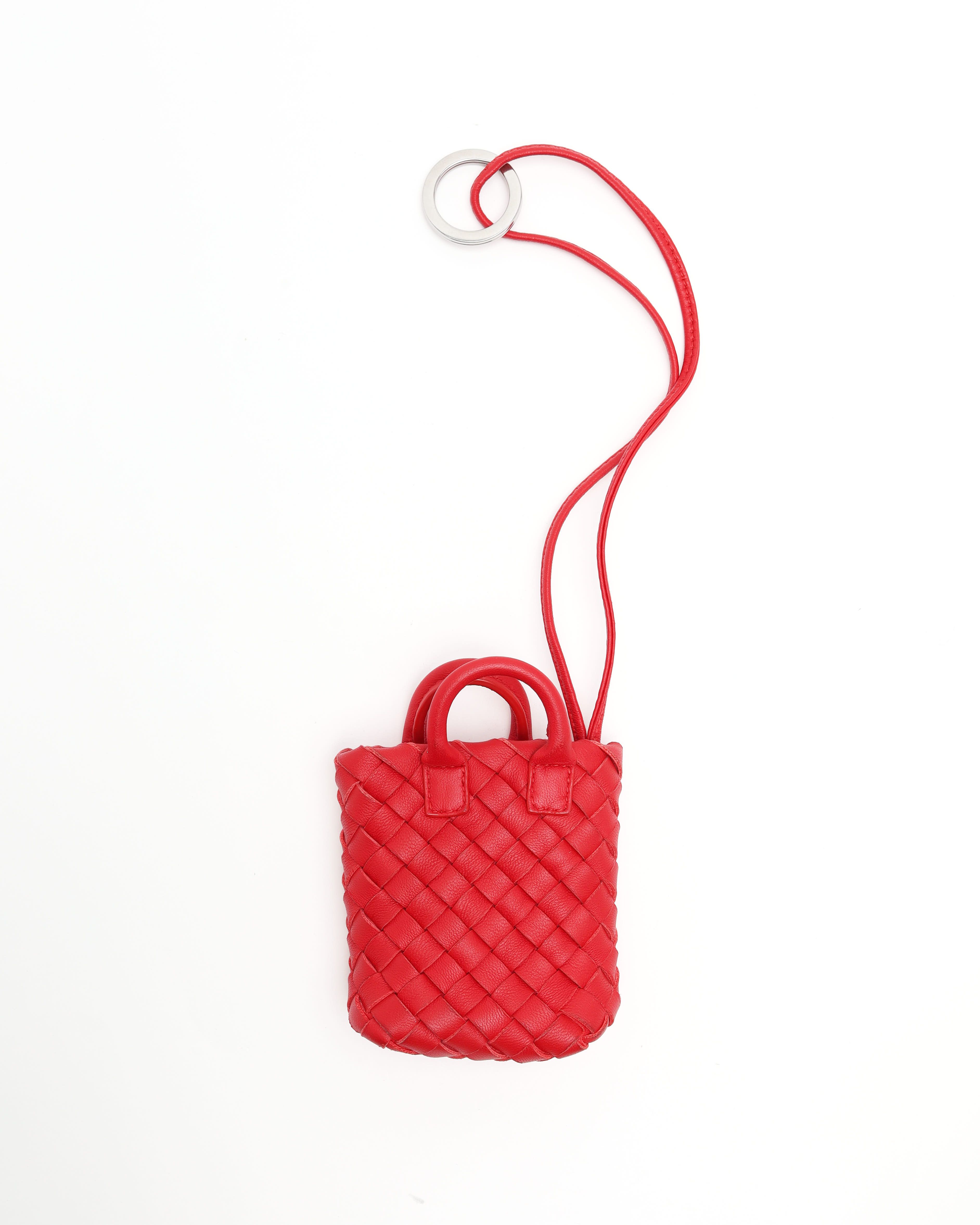 Bottega Veneta Intrecciato Bag Charm In Red