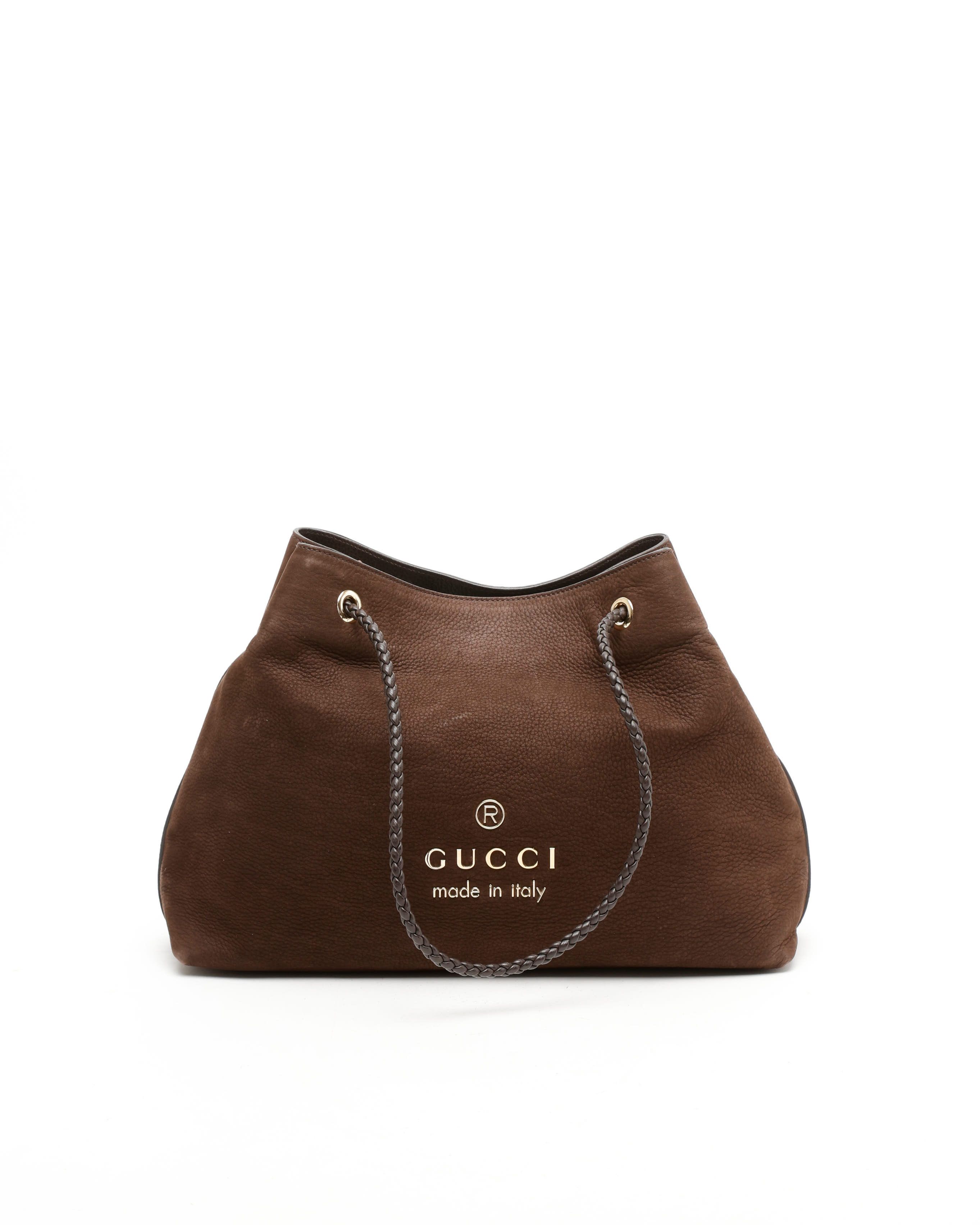 Gucci Gifford Leather Tote In Brown
