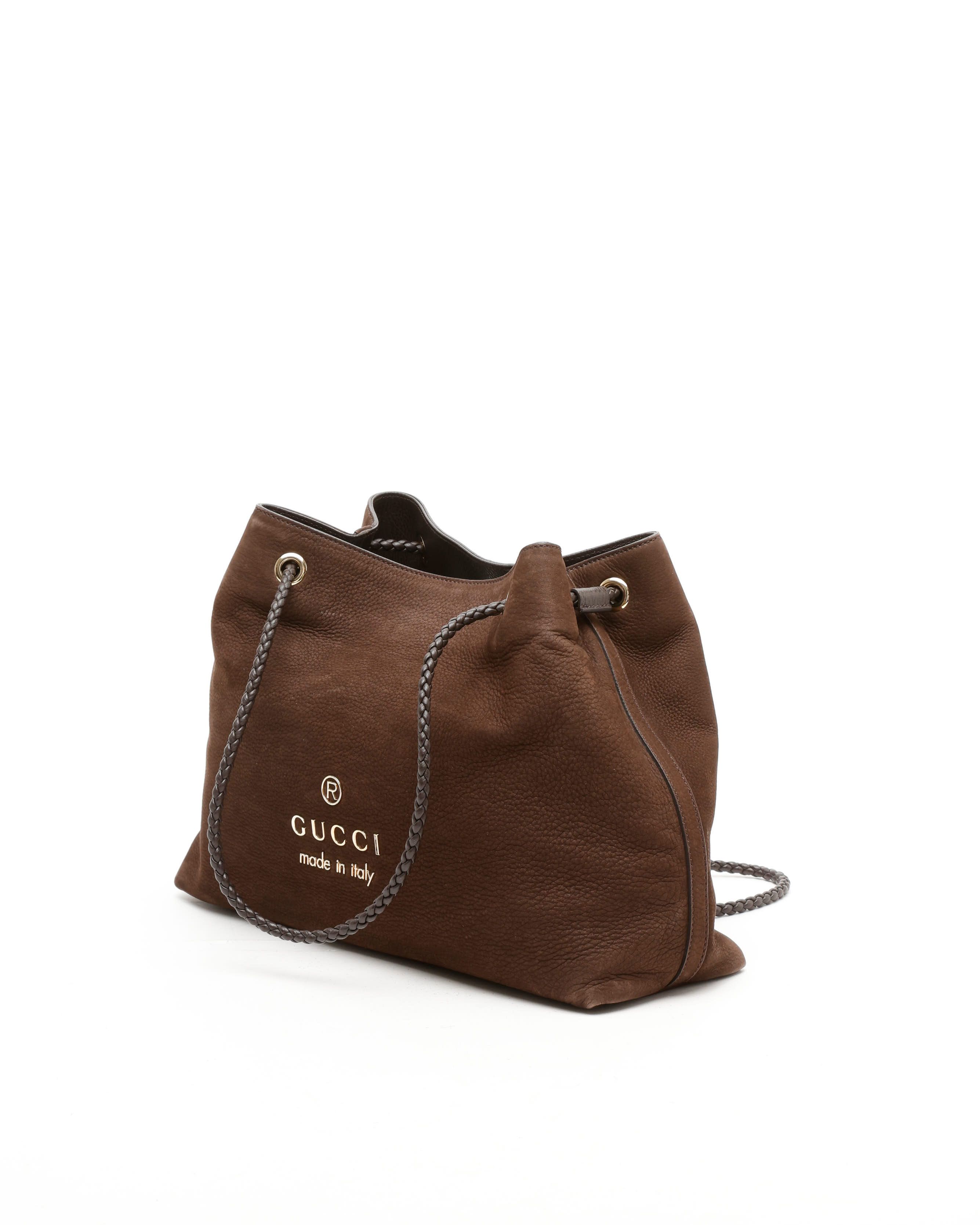 Gucci Gifford Leather Tote In Brown