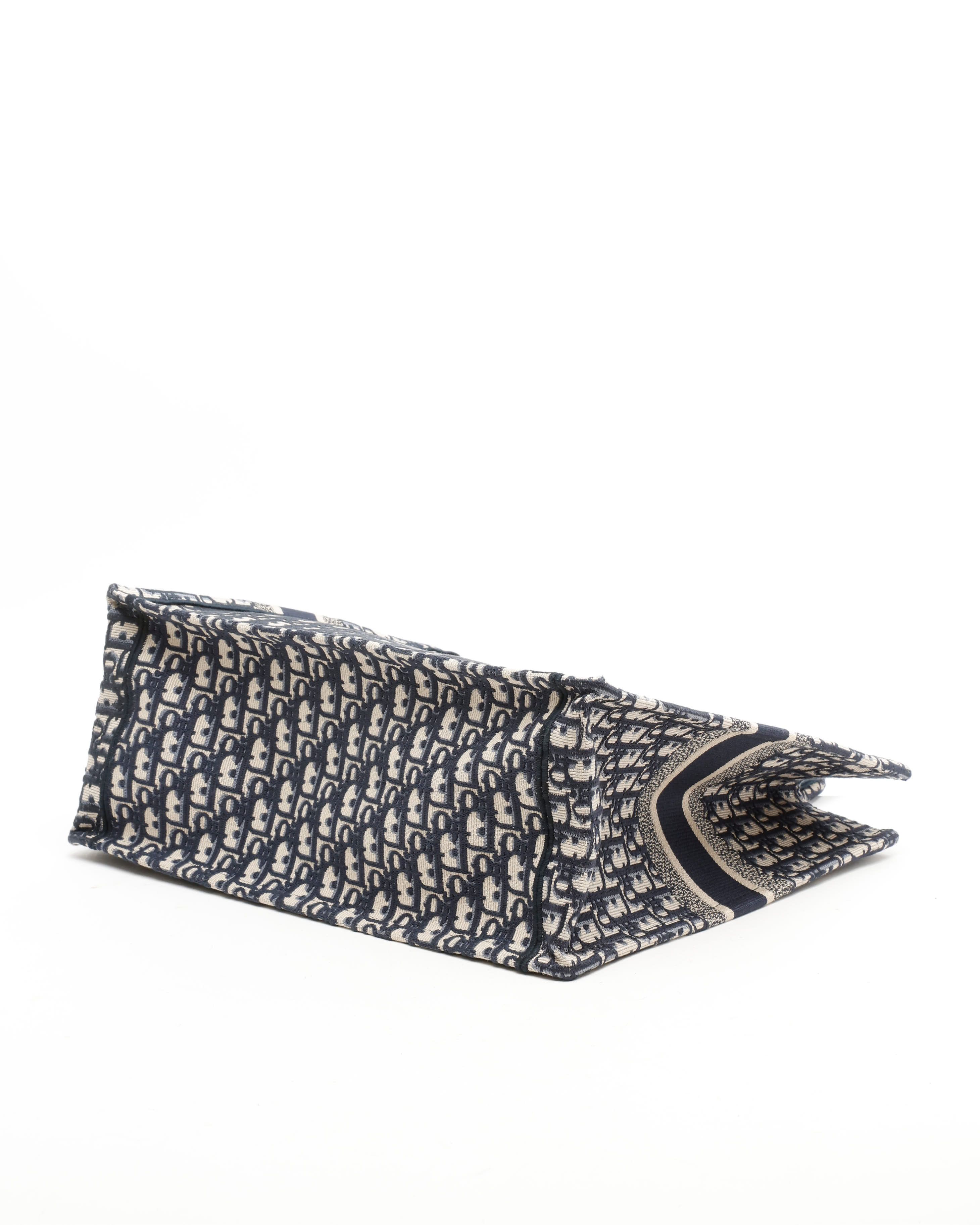 Dior Christian Large Oblique Book Tote Bag In Blue